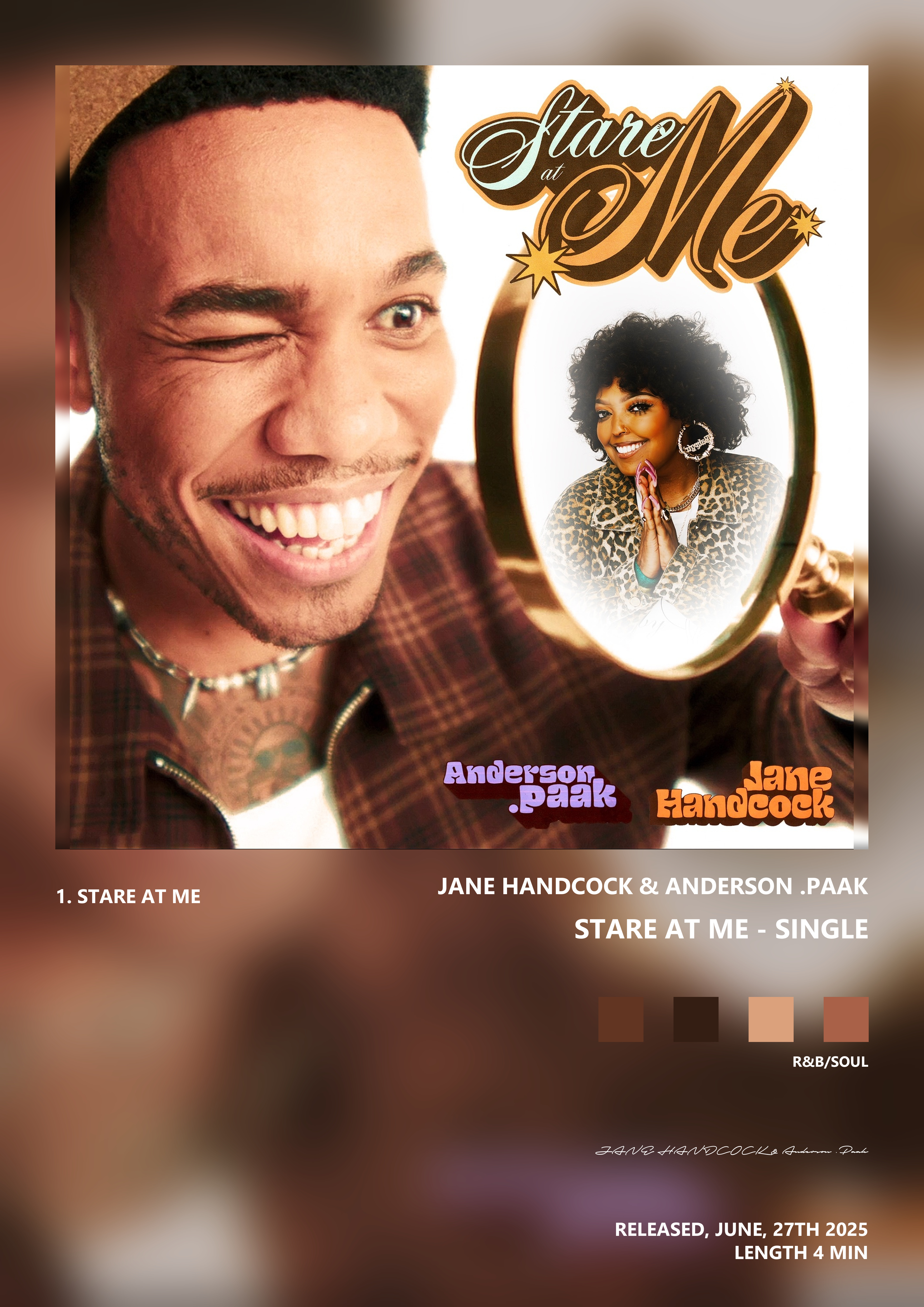 Music poster: JANE HANDCOCK Anderson Paak - Stare at Me - Single