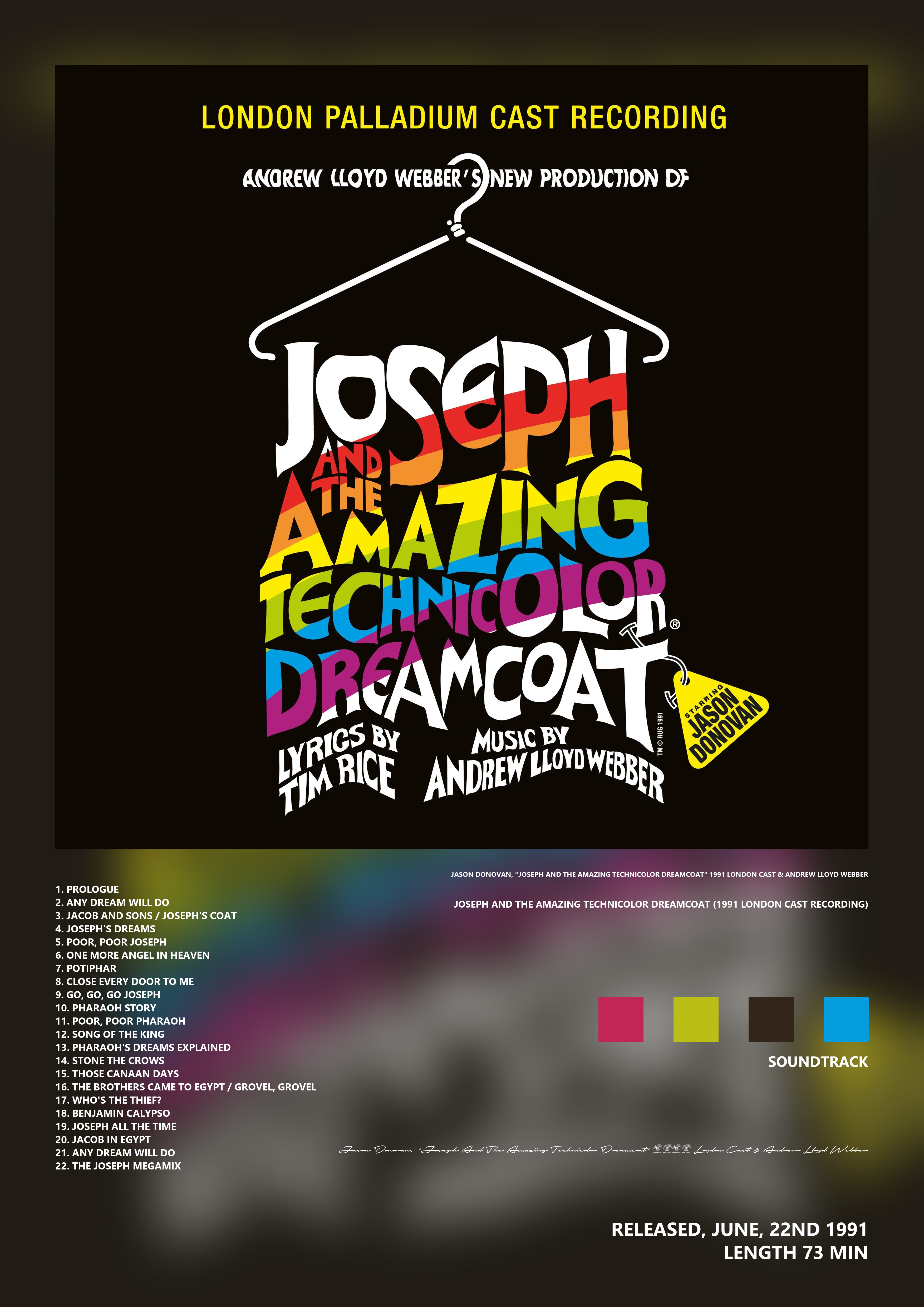 Music poster: Jason Donovan Joseph And The Amazing Technicolor Dreamcoat 1991 London Cast Andrew Lloyd Webber - Joseph and the Amazing