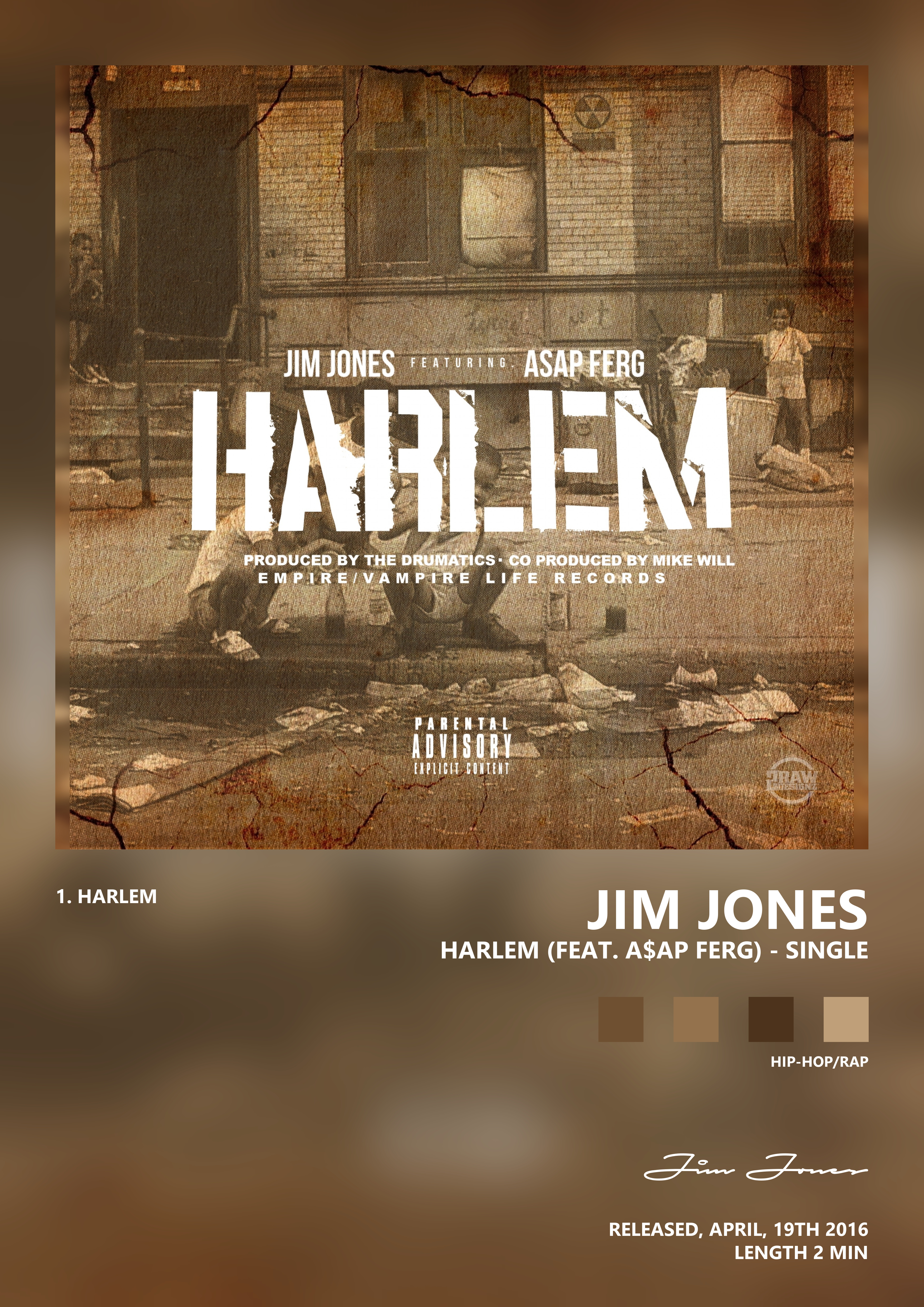 Music poster: Jim Jones - Harlem feat AAP Ferg - Single