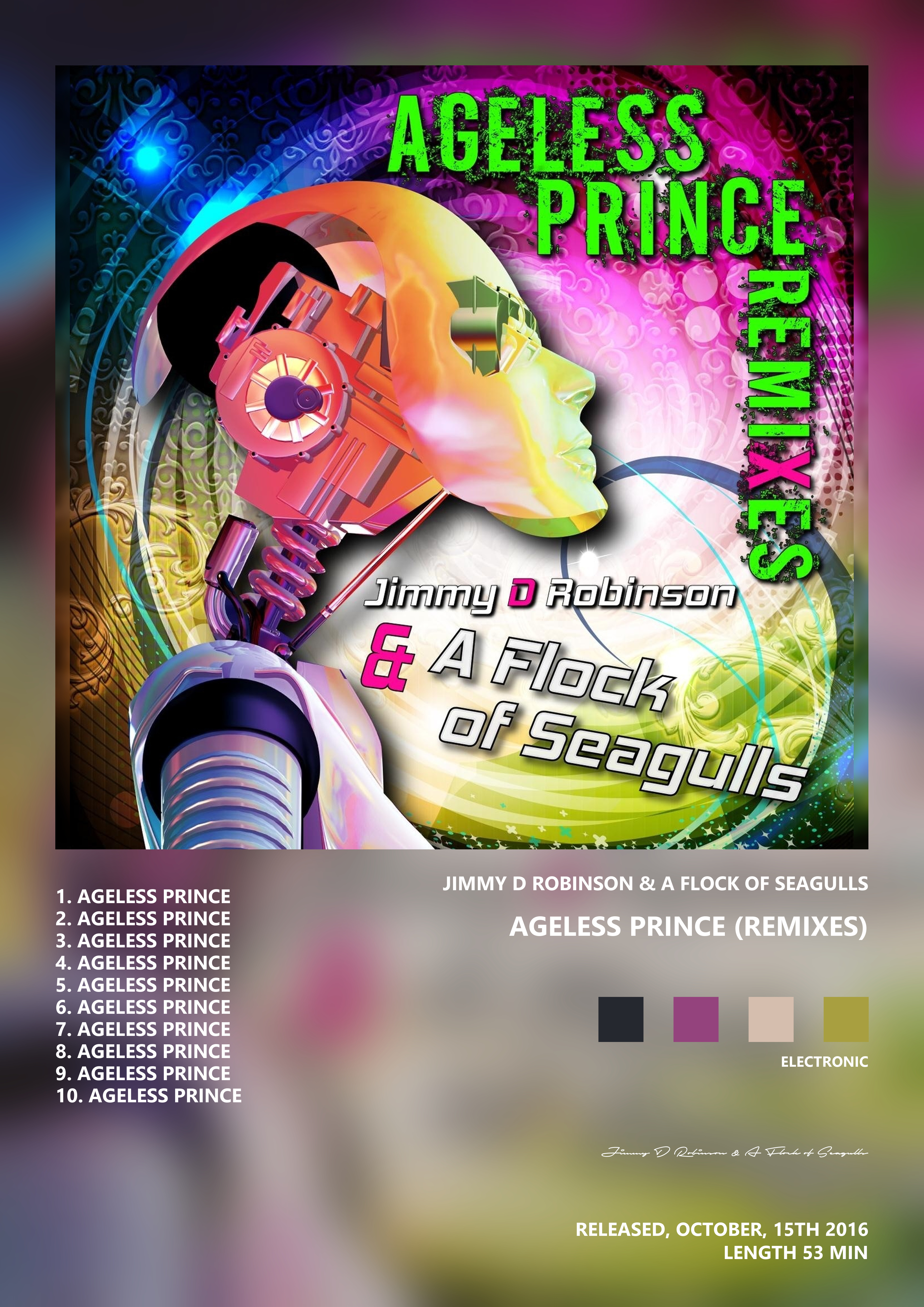Music poster: Jimmy D Robinson A Flock of Seagulls - Ageless Prince Remixes