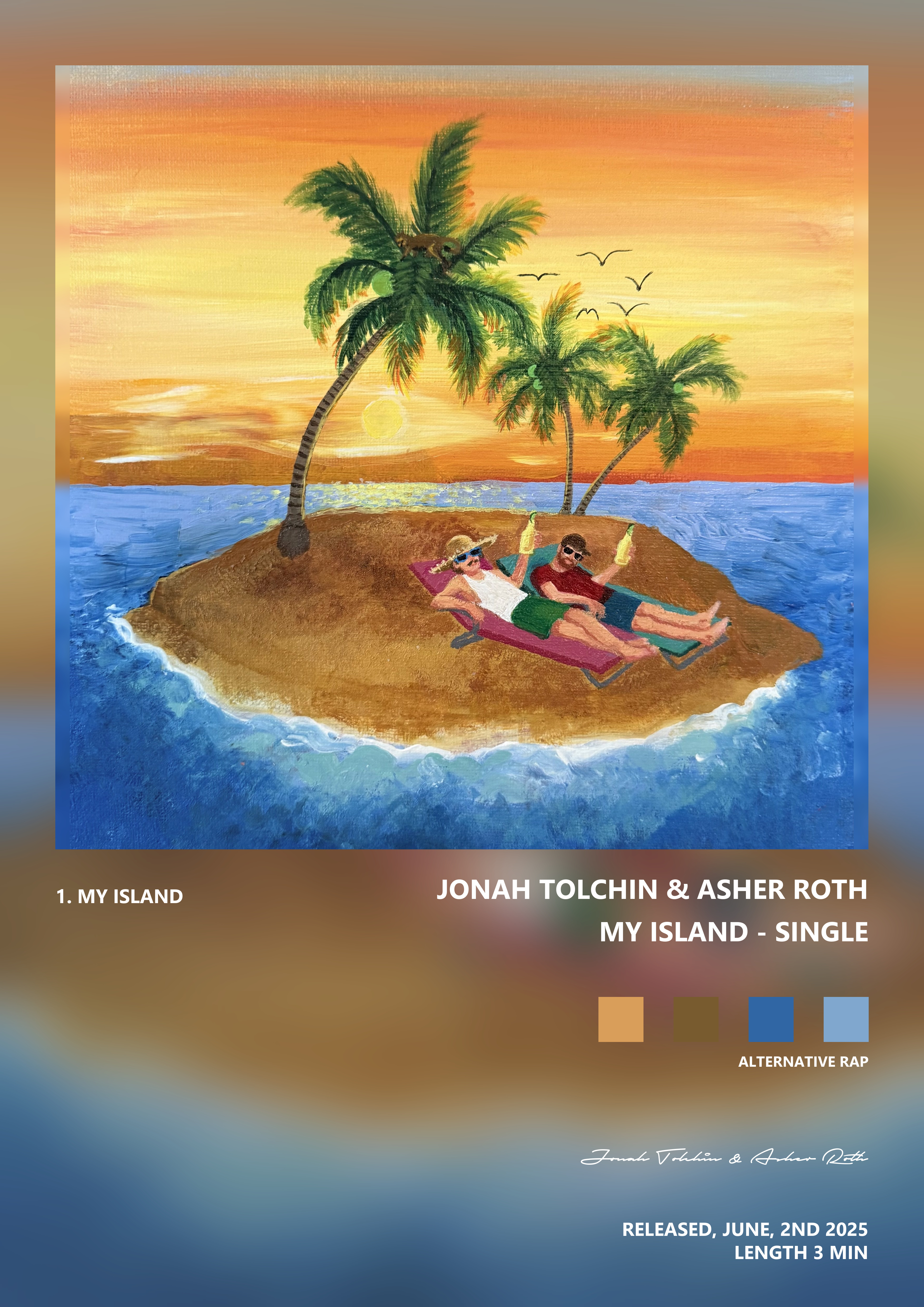 Music poster: Jonah Tolchin Asher Roth - MY ISLAND - Single