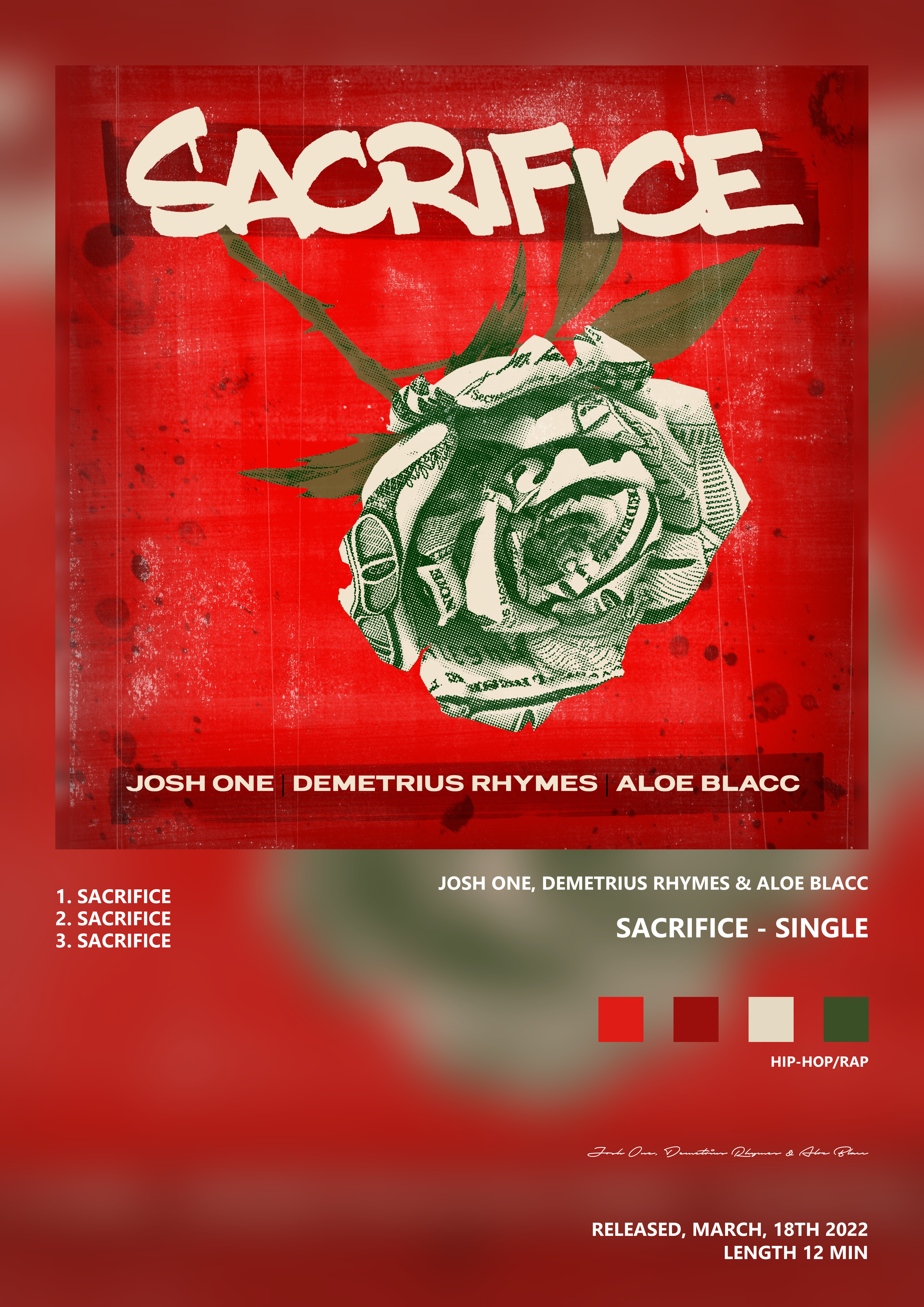 Music poster: Josh One Demetrius Rhymes Aloe Blacc - Sacrifice - Single