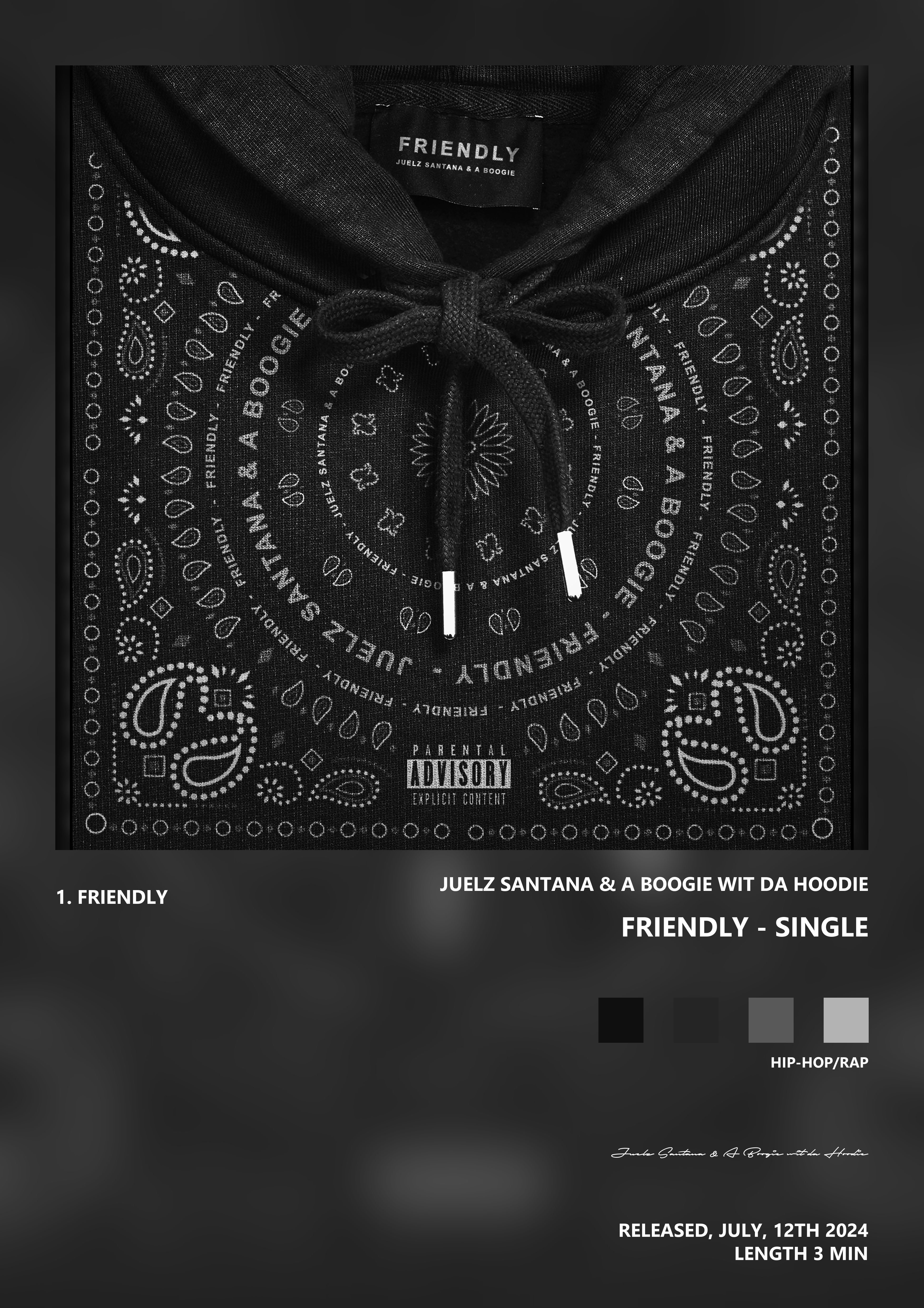 Music poster: Juelz Santana A Boogie wit da Hoodie - Friendly - Single