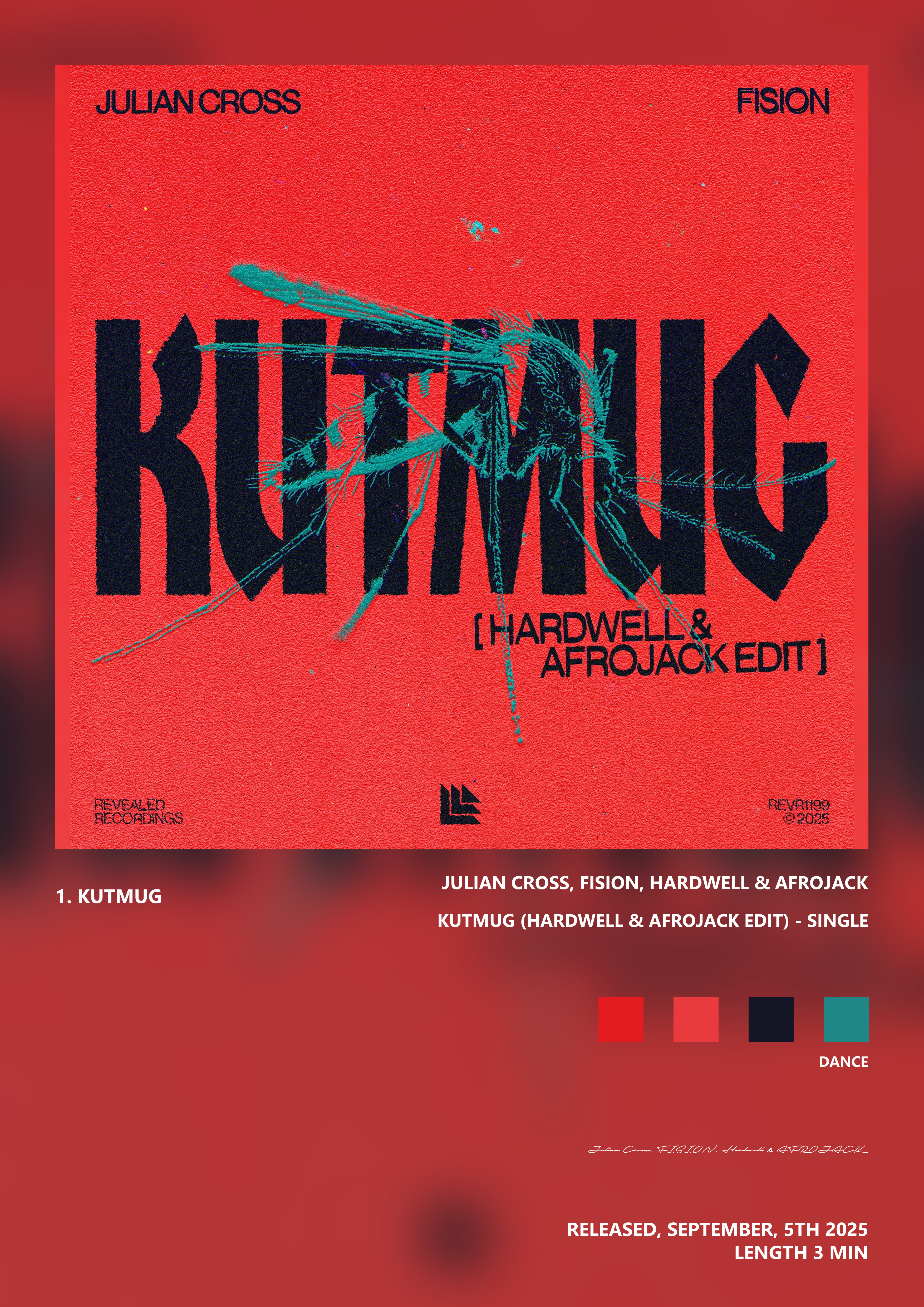 Music poster: Julian Cross FISION Hardwell AFROJACK - Kutmug Hardwell Afrojack Edit - Single