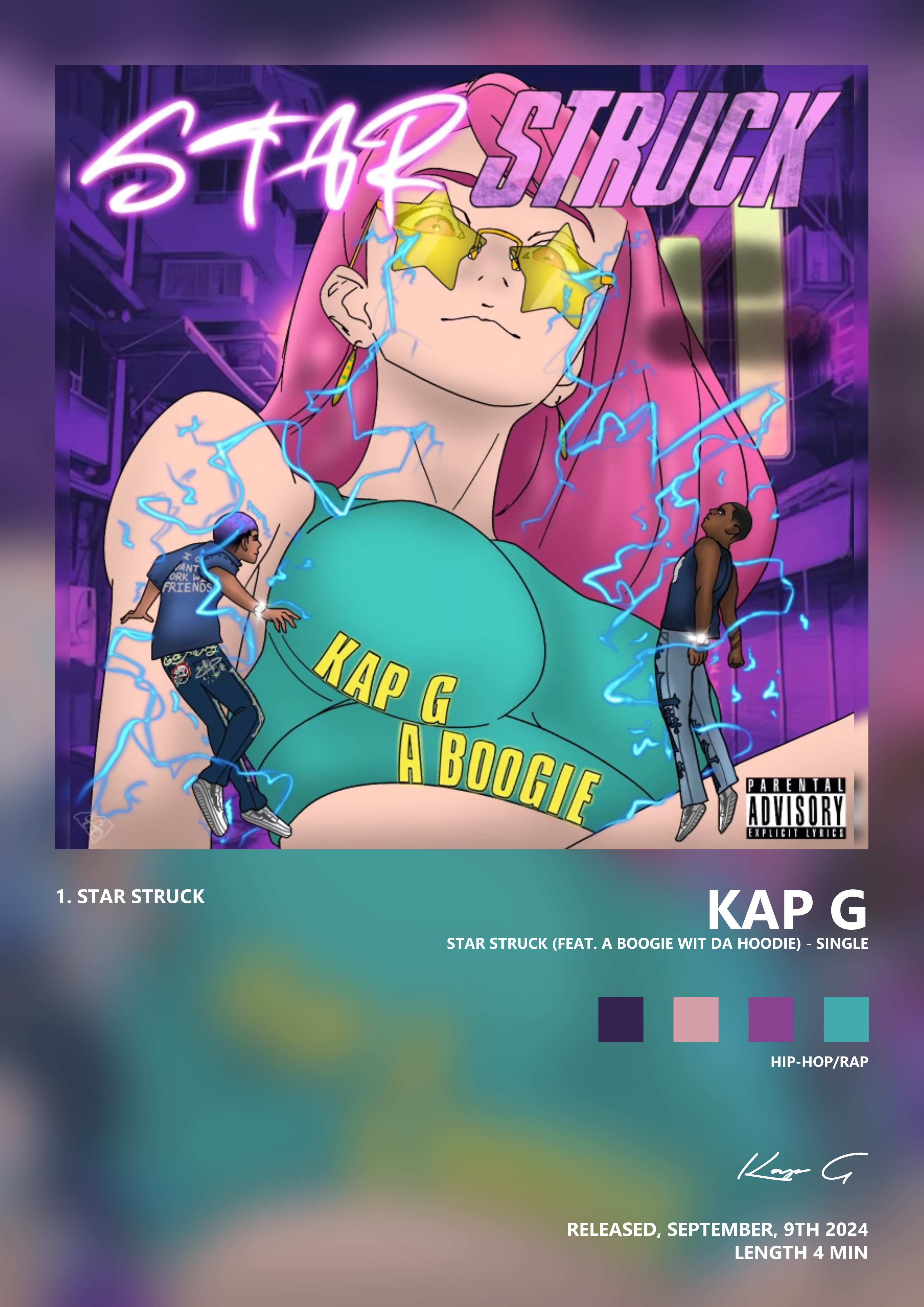 Music poster: Kap G - Star Struck feat A Boogie wit da Hoodie - Single
