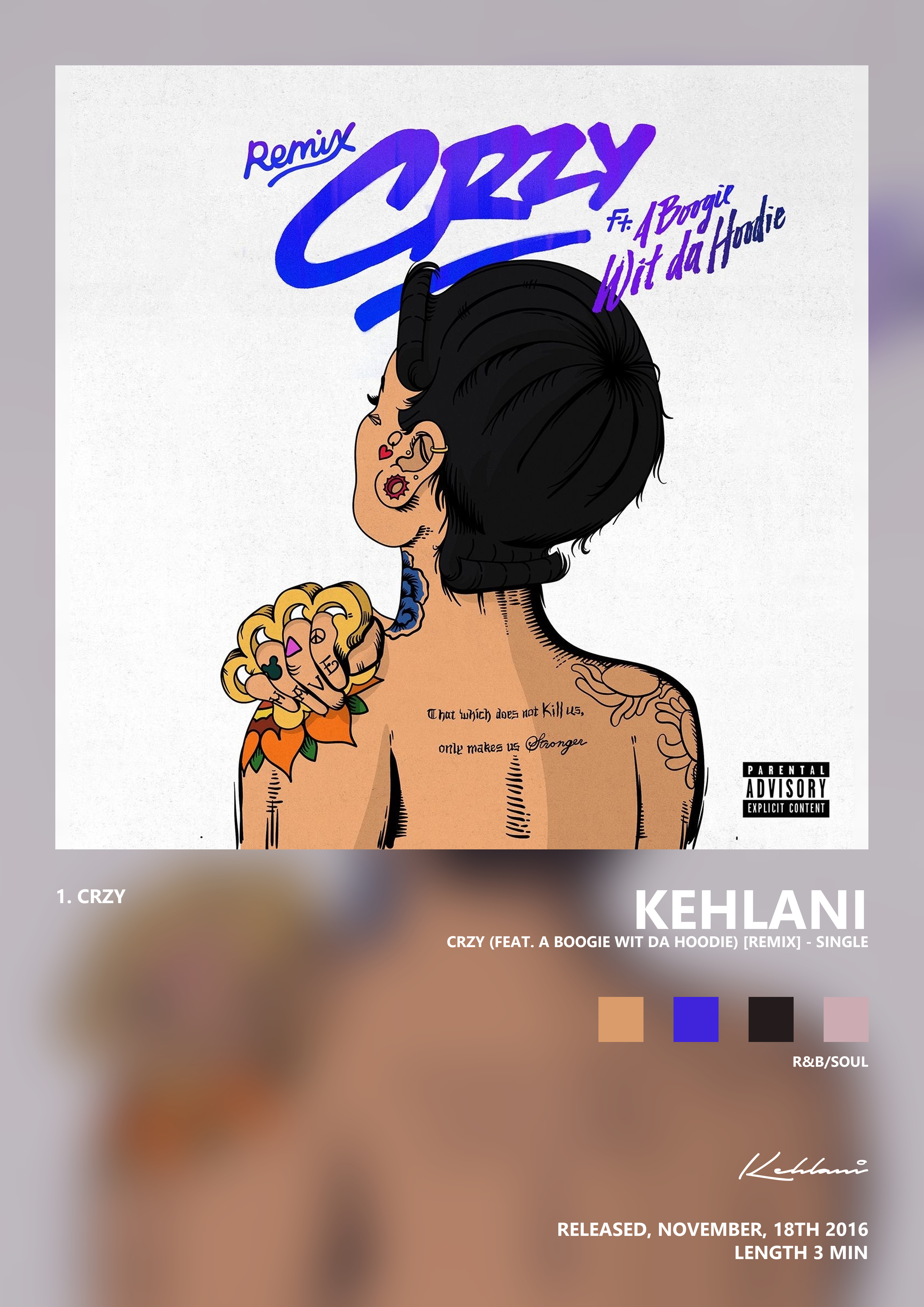 Music poster: Kehlani - CRZY feat A Boogie Wit Da Hoodie Remix - Single