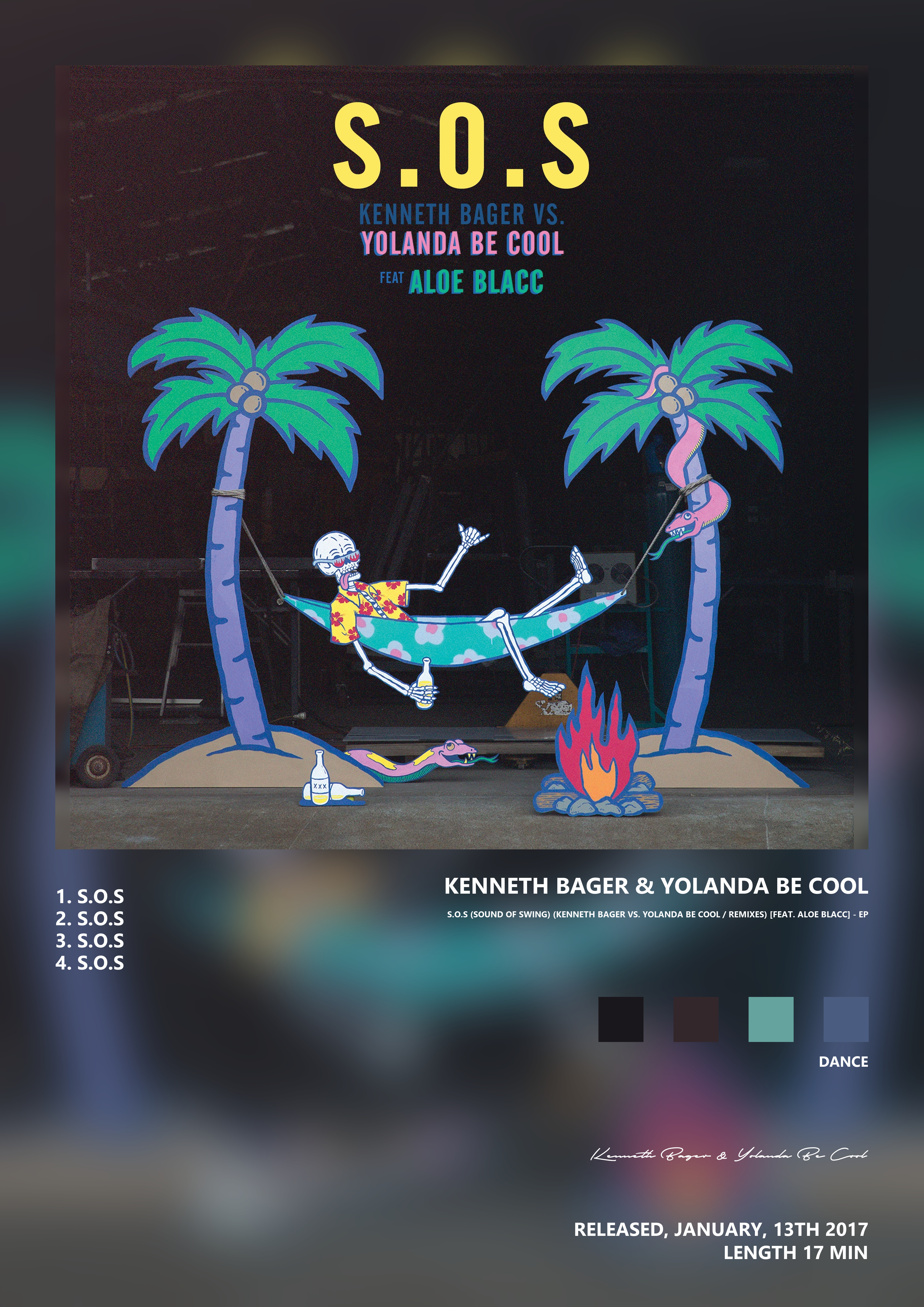 Music poster: Kenneth Bager Yolanda Be Cool - SOS Sound of Swing Kenneth Bager vs Yolanda Be Cool Remixes feat Aloe Blacc - EP