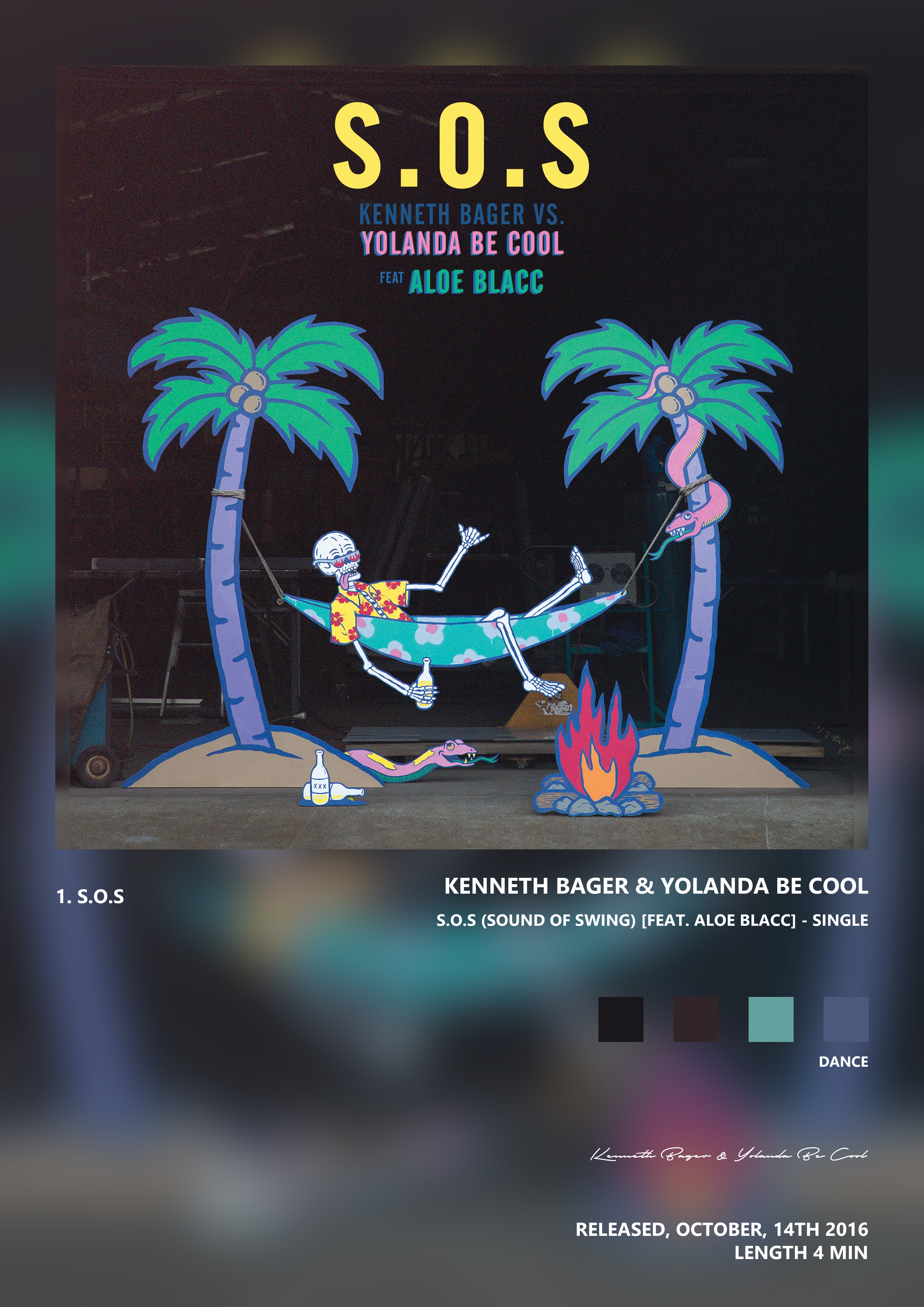 Music poster: Kenneth Bager Yolanda Be Cool - SOS Sound of Swing feat Aloe Blacc - Single