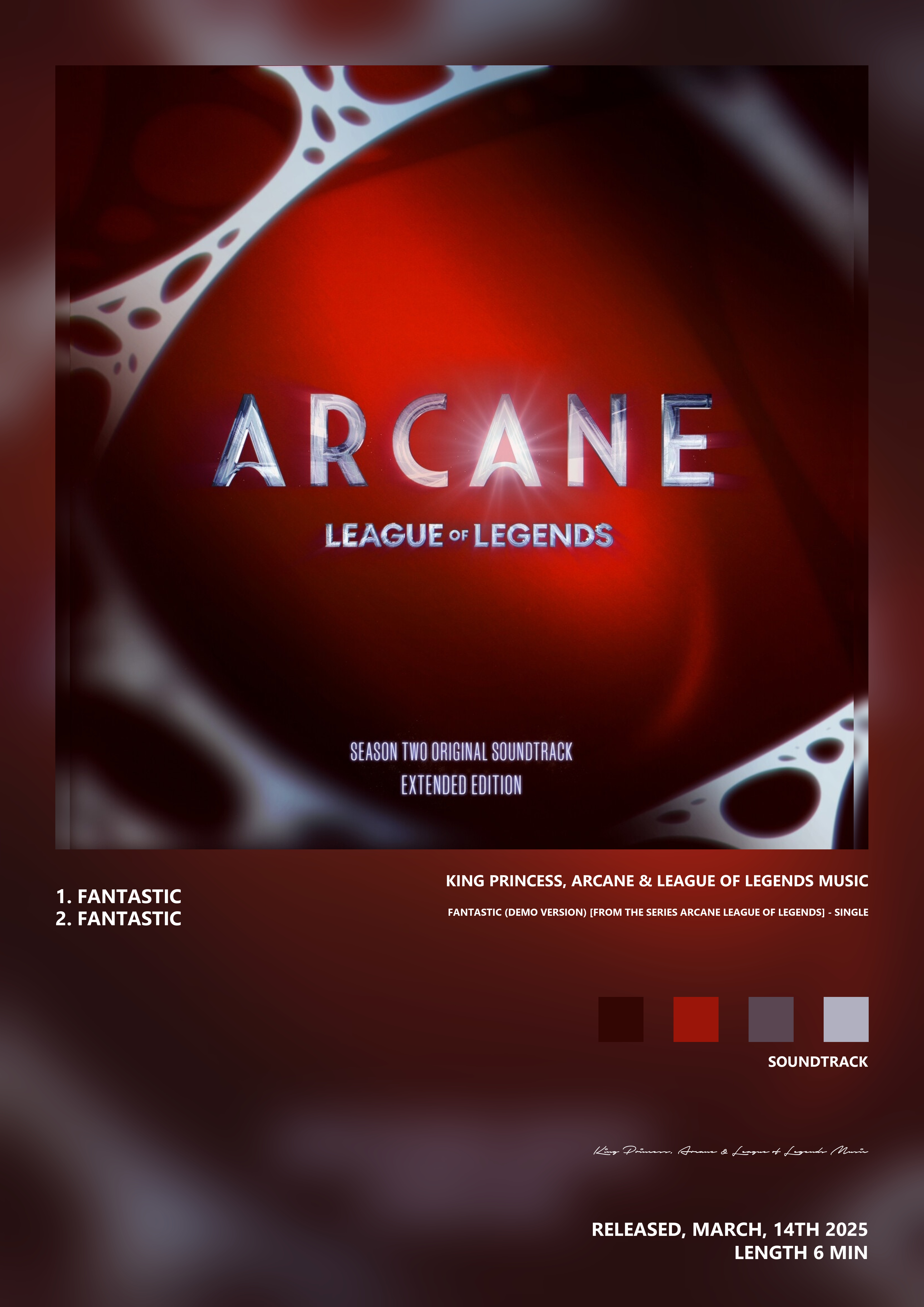 Music poster: King Princess Arcane League of Legends Music - Fantastic demo version from the series Arcane League of Legends - Single