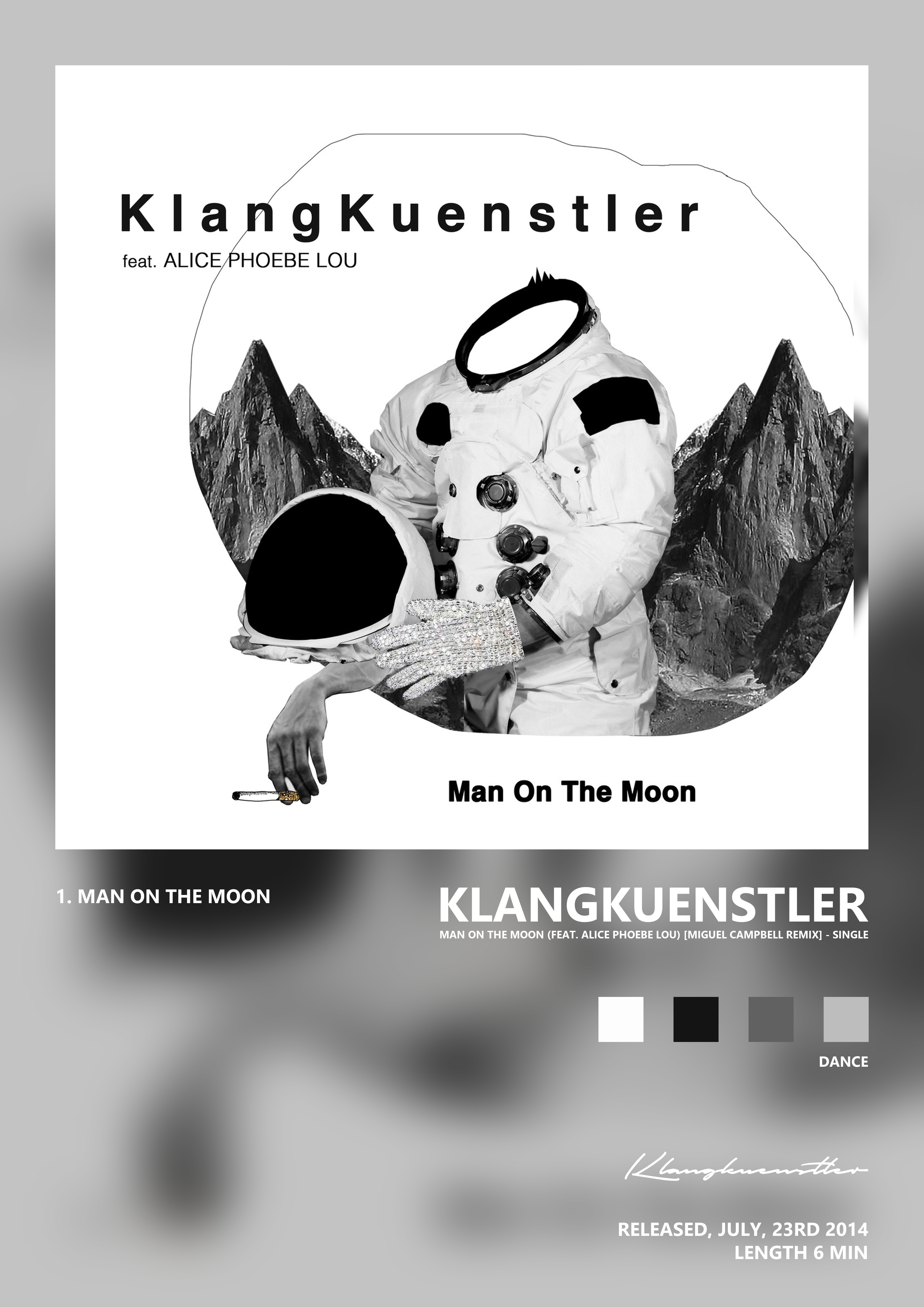 Music poster: Klangkuenstler - Man on the Moon feat Alice Phoebe Lou Miguel Campbell Remix - Single