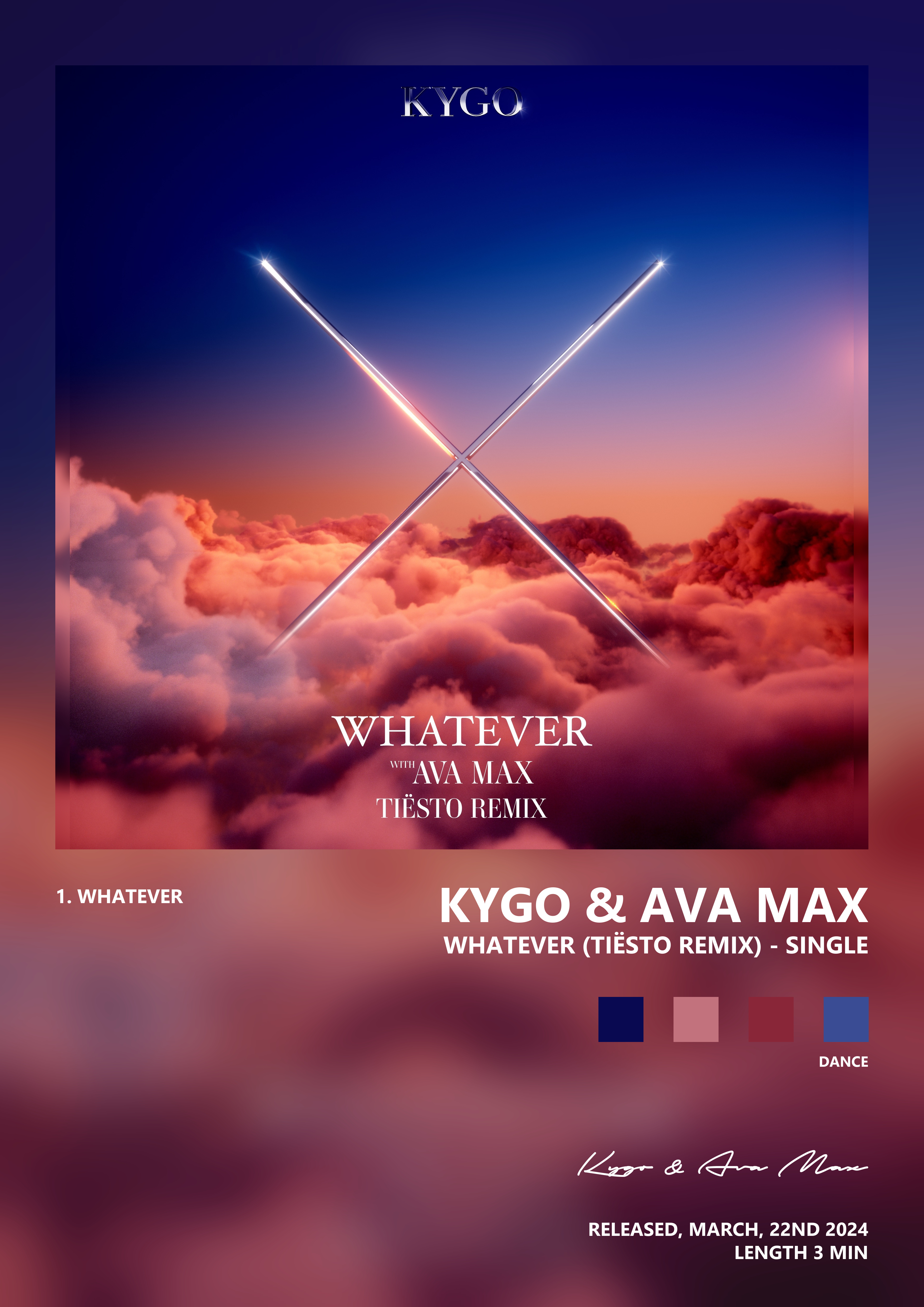 Music poster: Kygo Ava Max - Whatever Tiësto Remix - Single