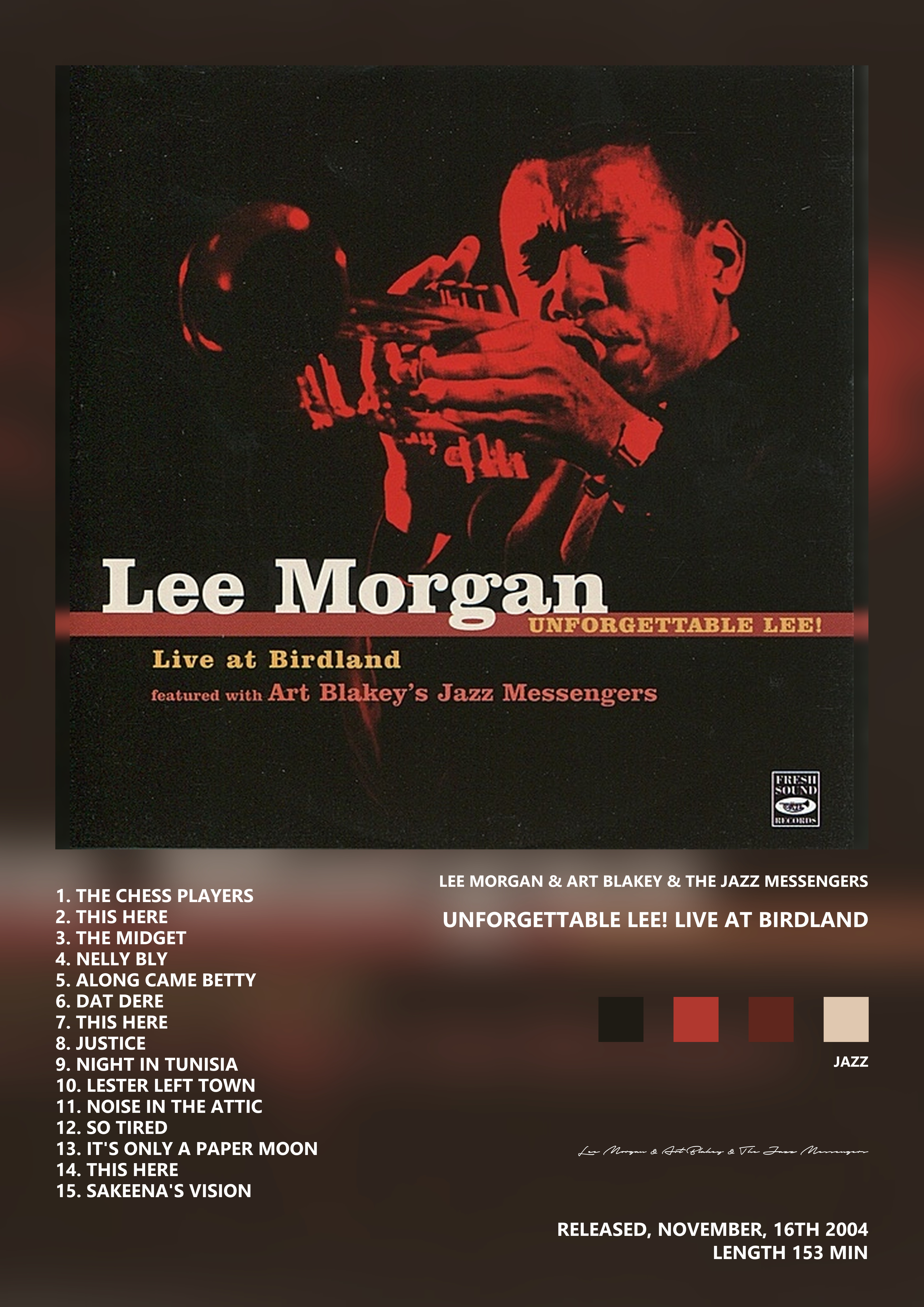 Music poster: Lee Morgan Art Blakey The Jazz Messengers - Unforgettable Lee Live At Birdland