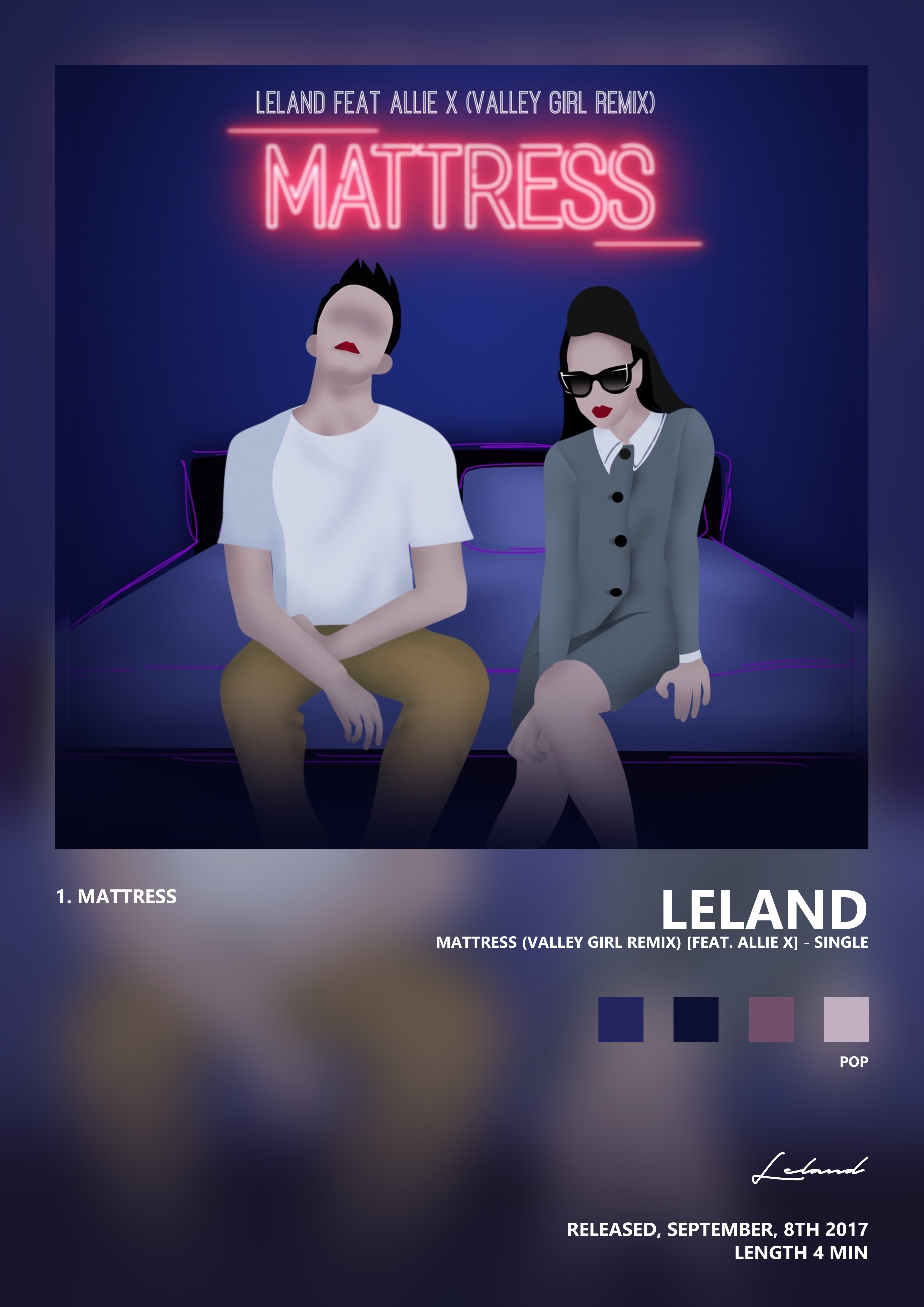 Music poster: Leland - Mattress Valley Girl Remix feat Allie X - Single