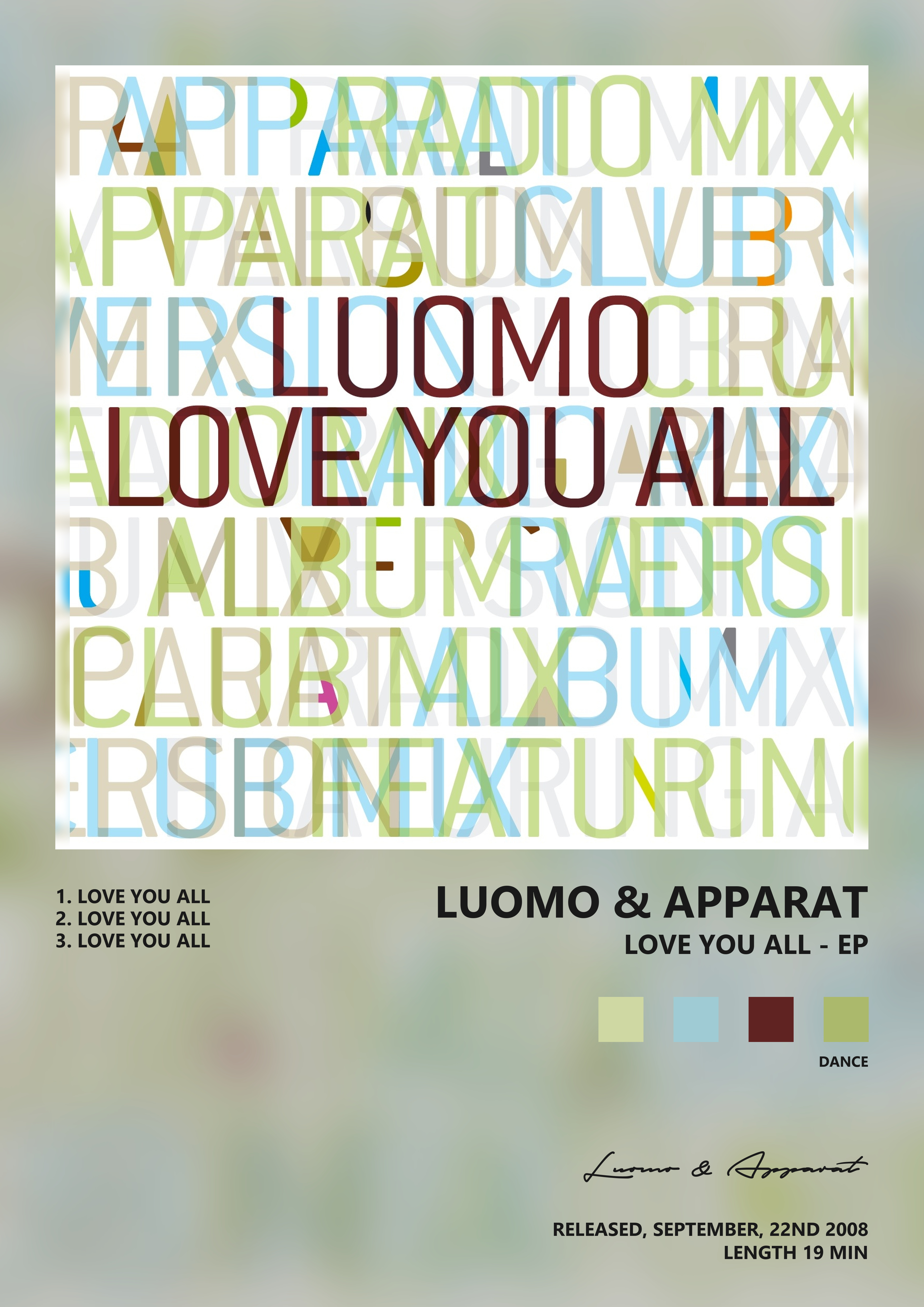 Music poster: Luomo Apparat - Love You All - EP
