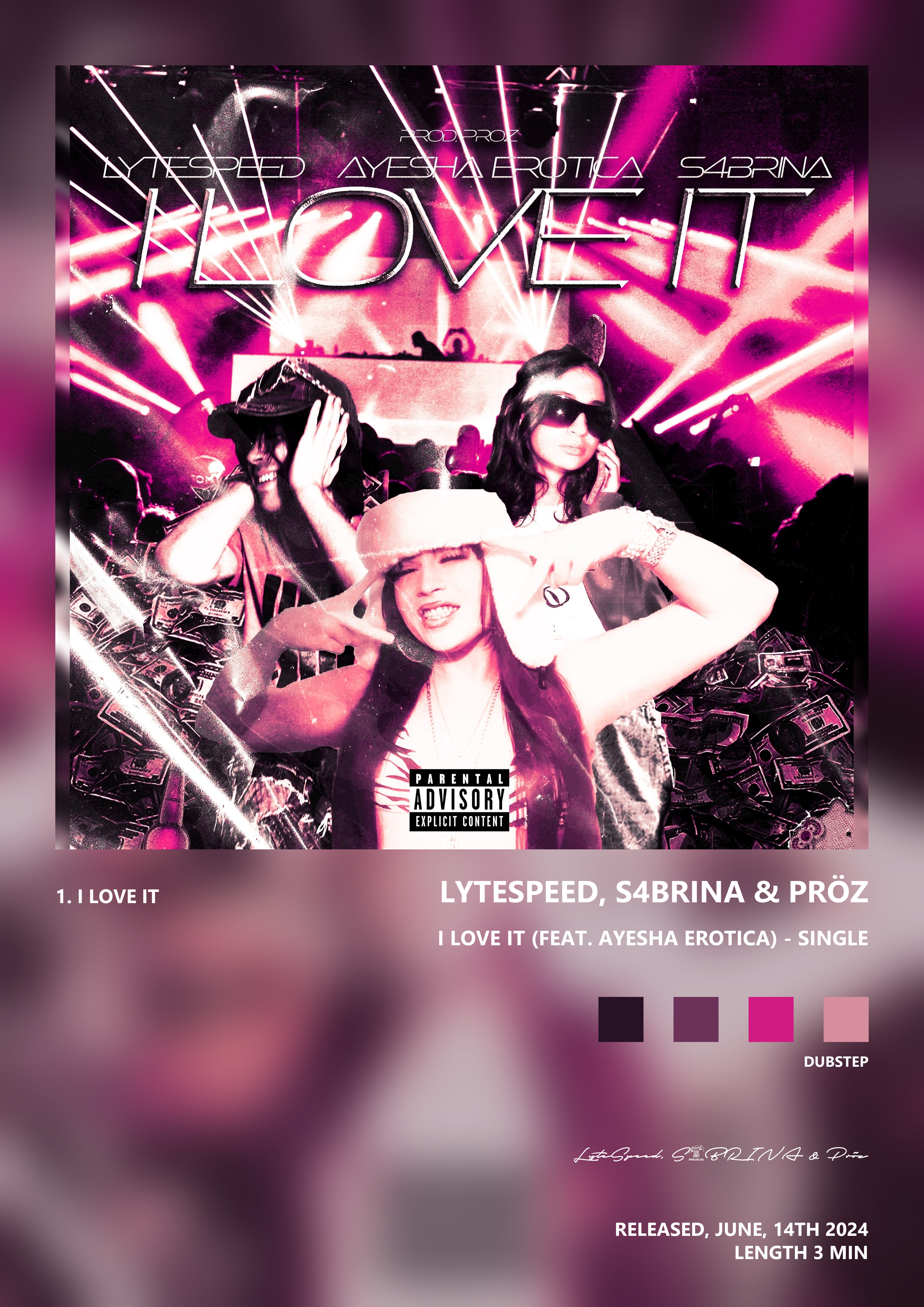 Music poster: LyteSpeed S4BRINA Pröz - I Love It feat Ayesha Erotica - Single