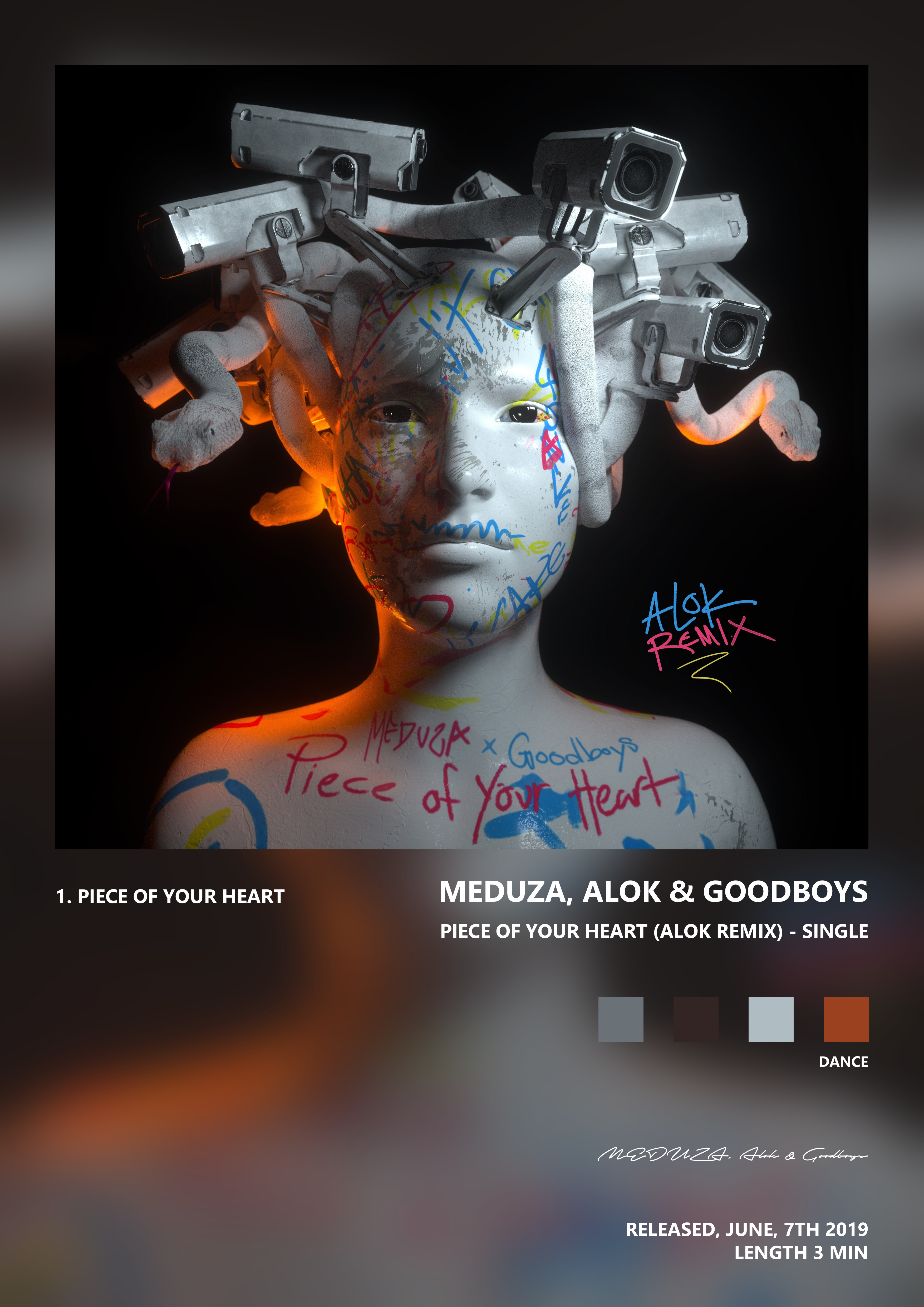 Music poster: MEDUZA Alok Goodboys - Piece Of Your Heart Alok Remix - Single