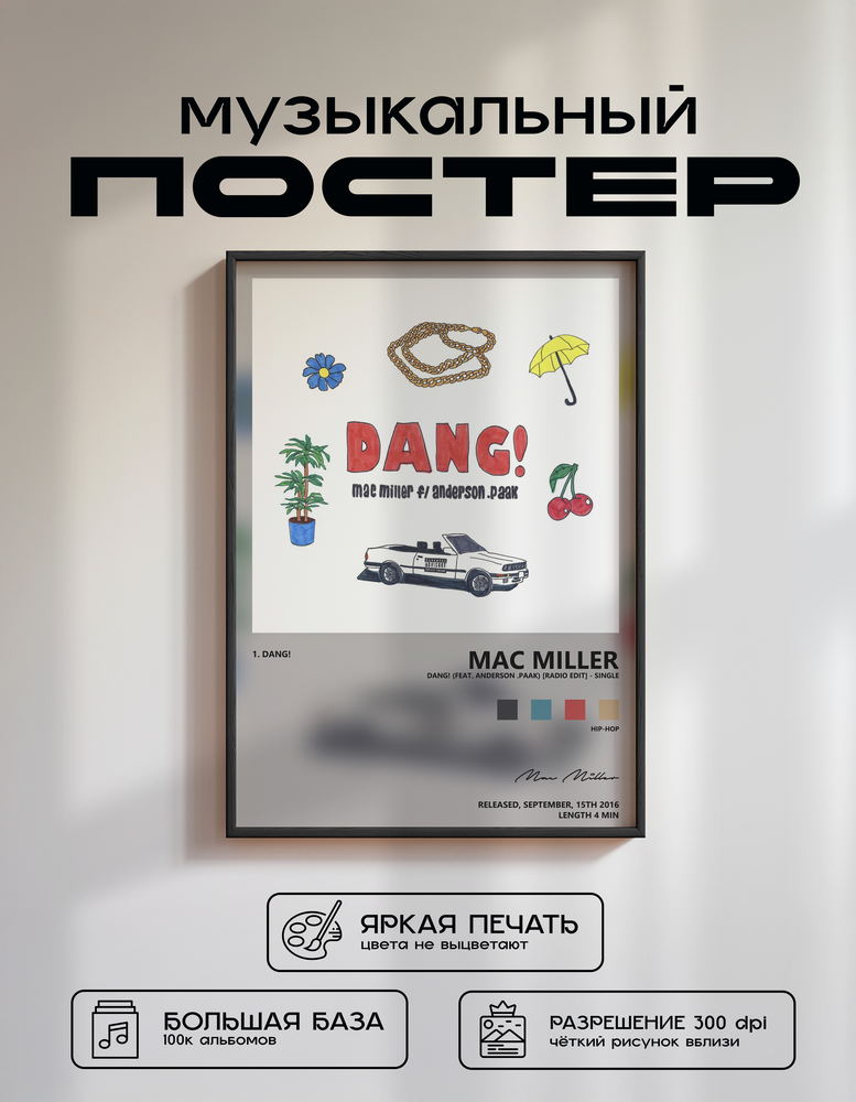Music poster: Mac Miller - Dang feat Anderson Paak Radio Edit - Single