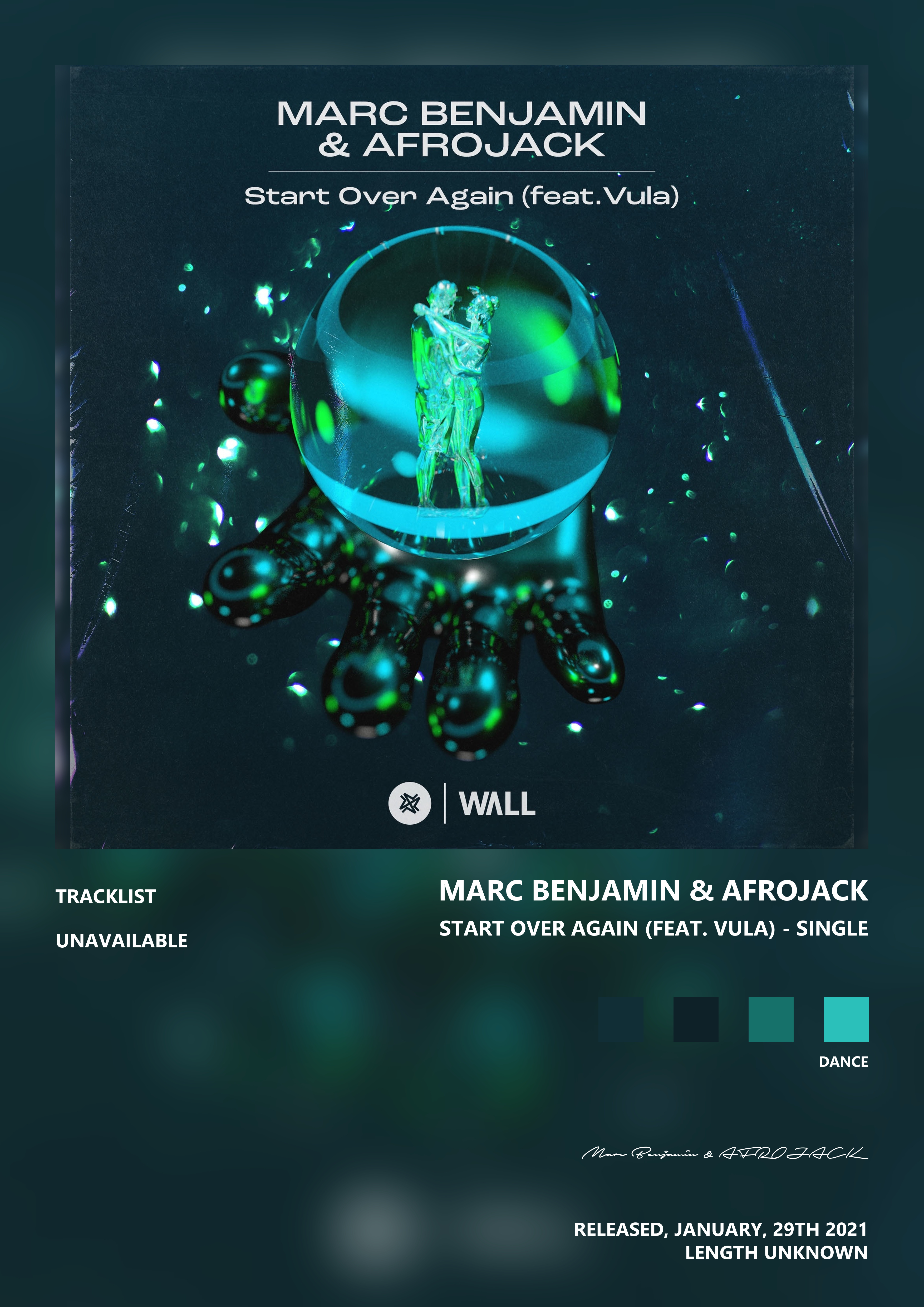 Music poster: Marc Benjamin AFROJACK - Start Over Again feat Vula - Single