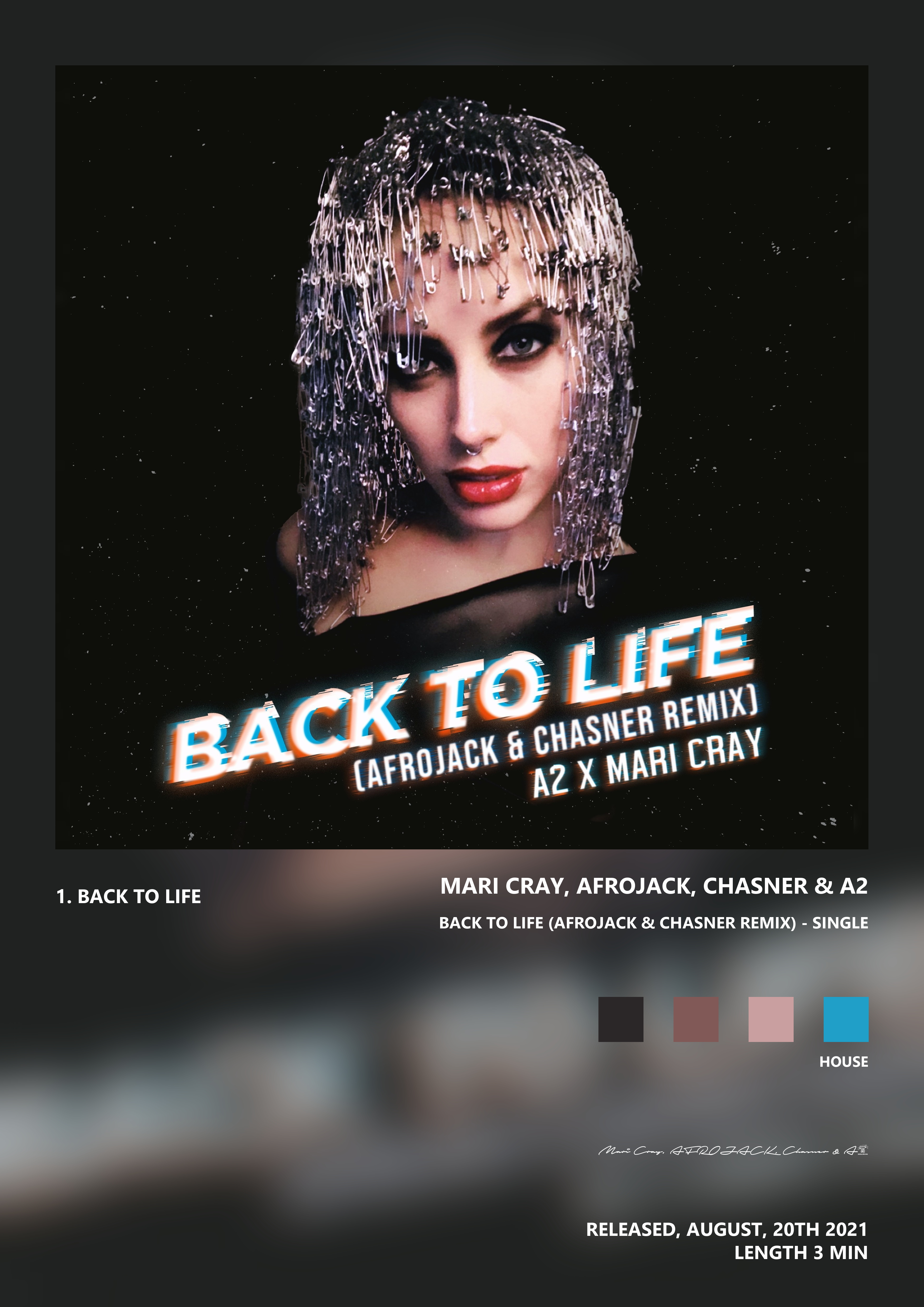 Music poster: Mari Cray AFROJACK Chasner A2 - Back To Life Afrojack Chasner Remix - Single