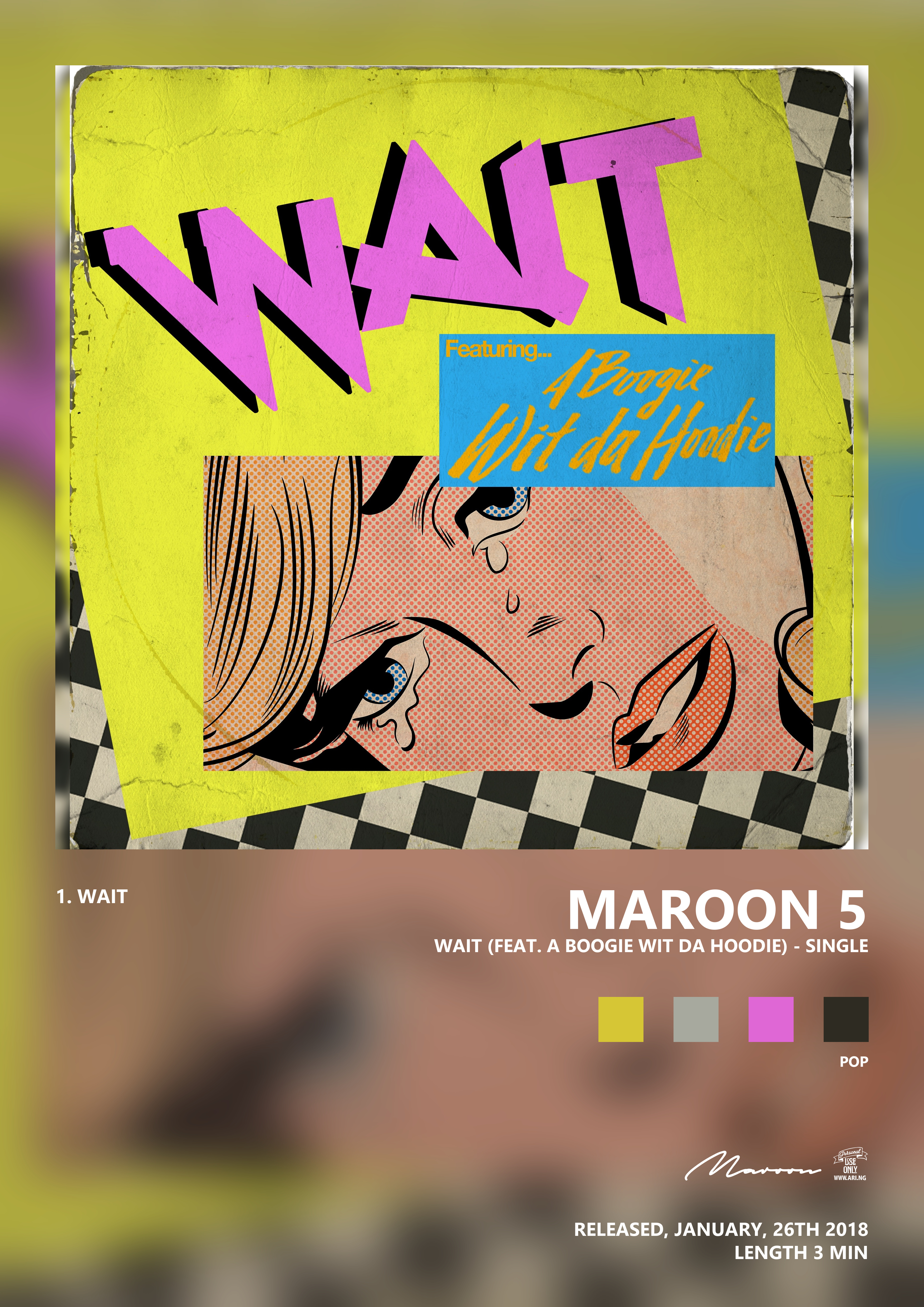 Music poster: Maroon 5 - Wait feat A Boogie wit da Hoodie - Single
