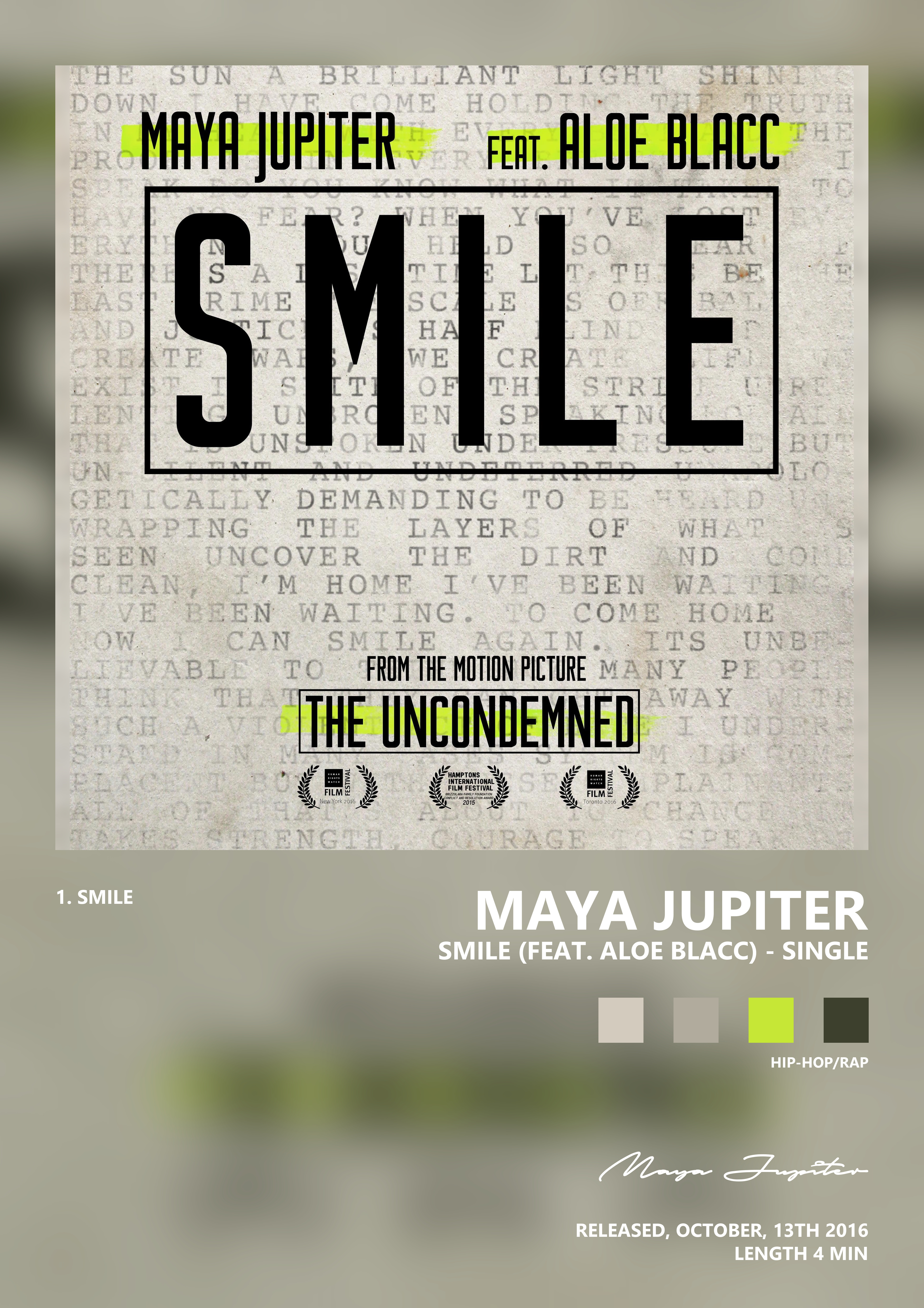 Music poster: Maya Jupiter - Smile feat Aloe Blacc - Single