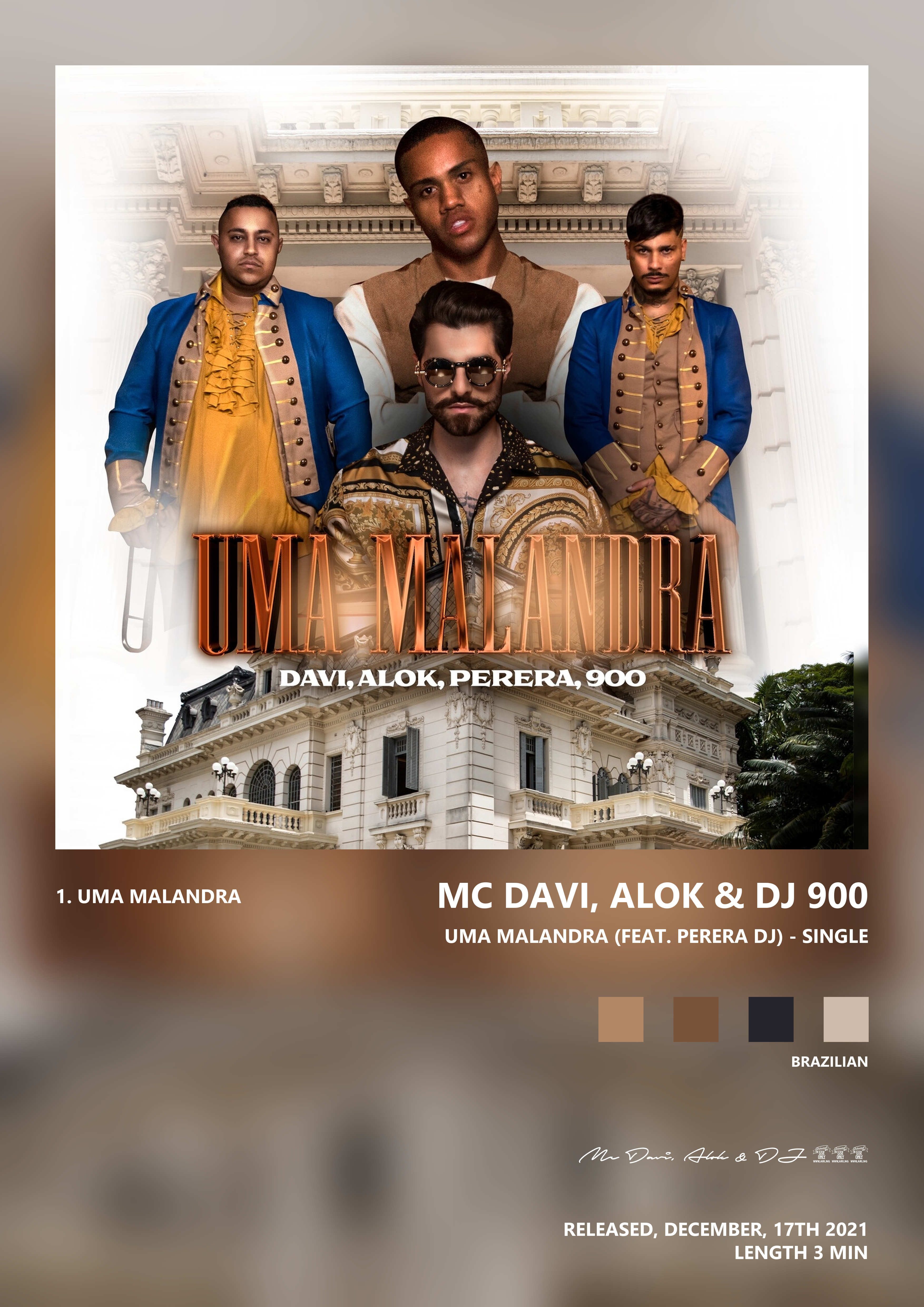 Music poster: Mc Davi Alok DJ 900 - Uma Malandra feat Perera DJ - Single