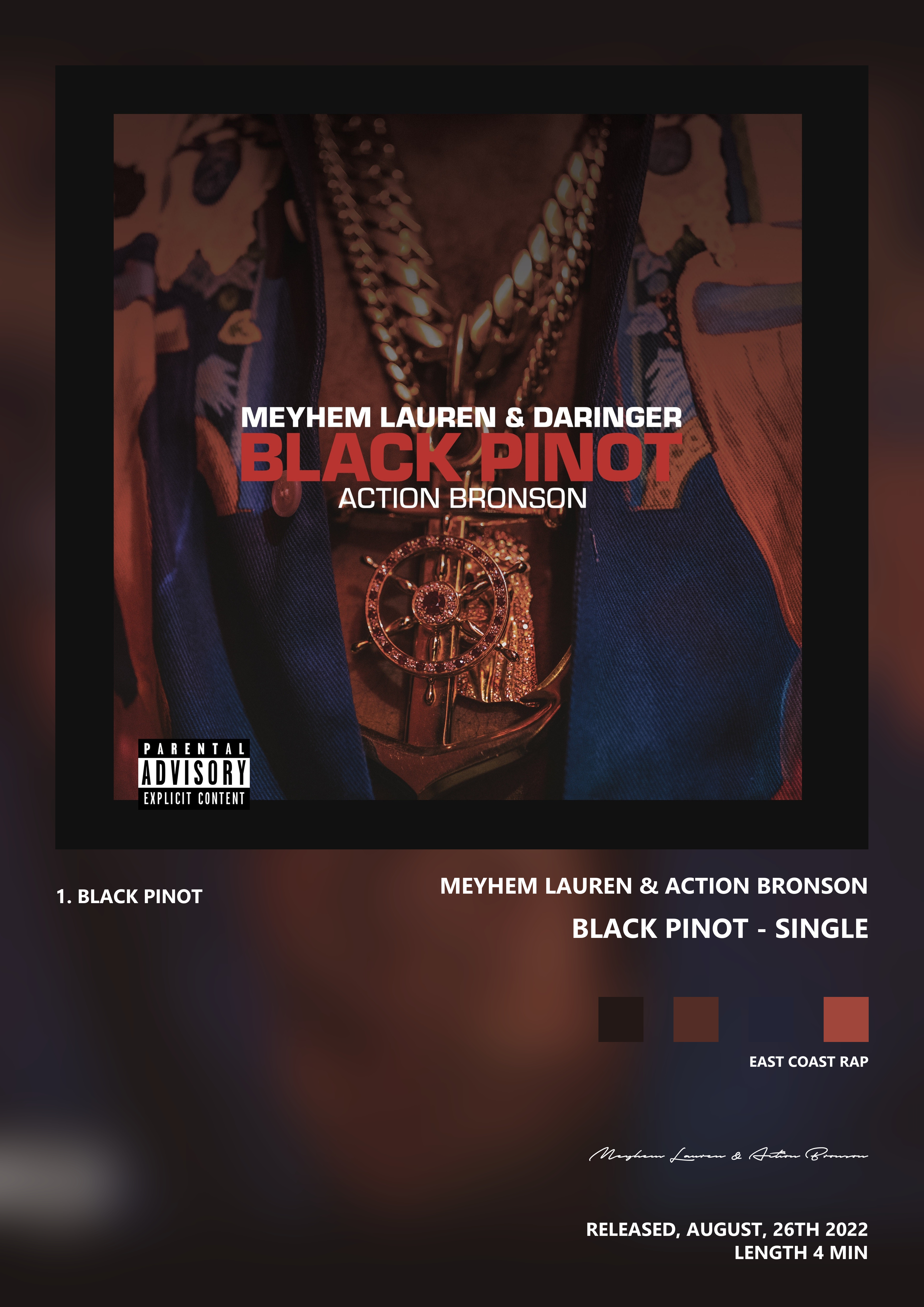 Music poster: Meyhem Lauren Action Bronson - Black Pinot - Single