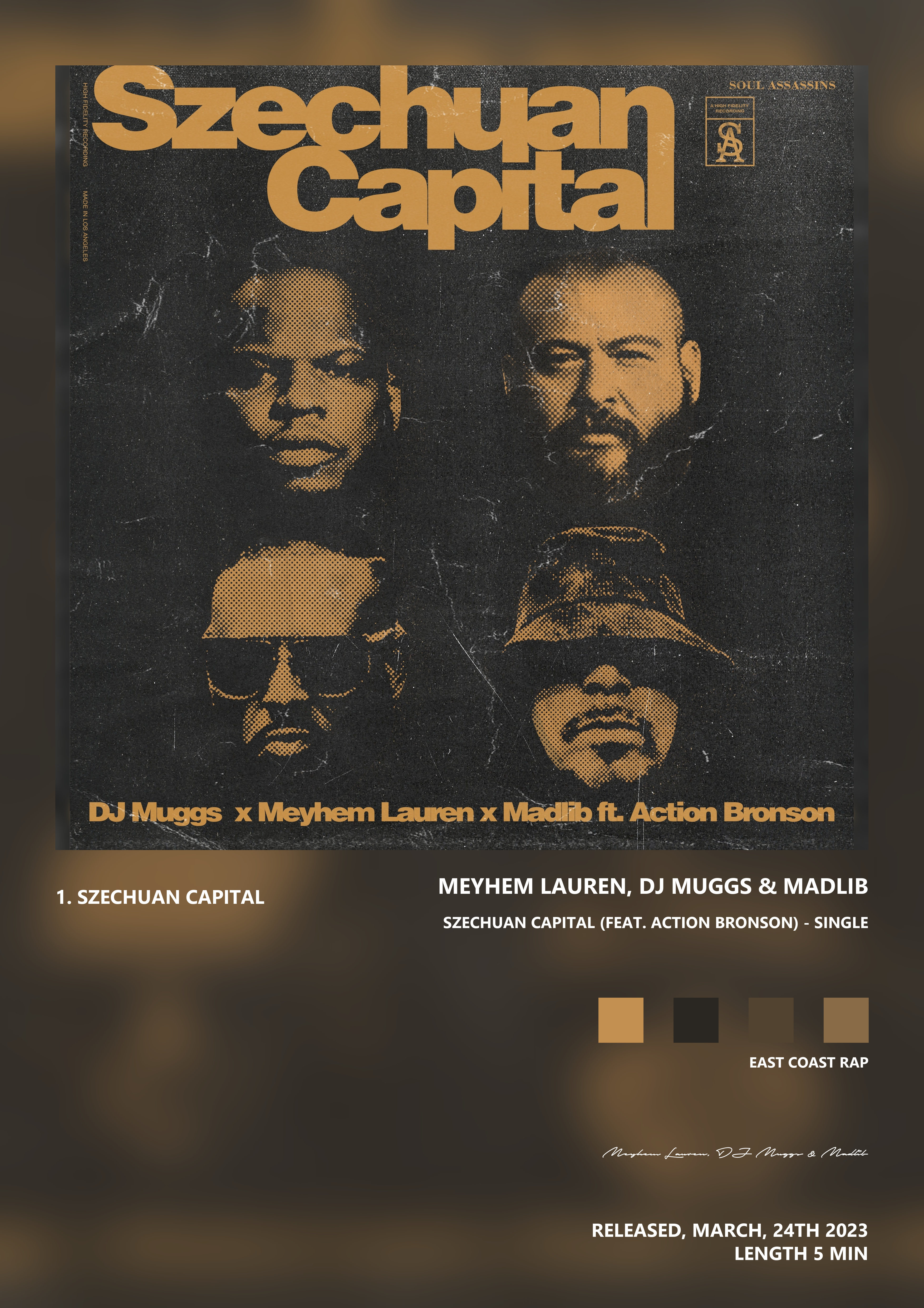 Music poster: Meyhem Lauren DJ Muggs Madlib - Szechuan Capital feat Action Bronson - Single