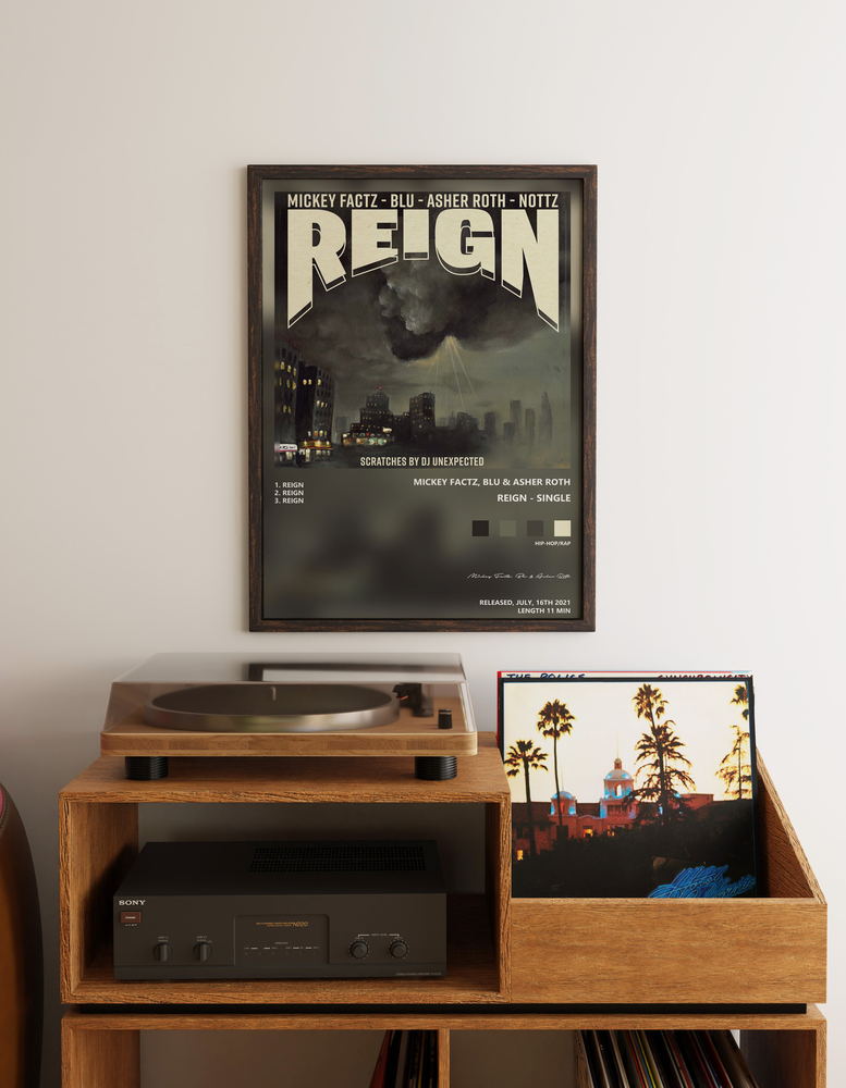 Music poster: Mickey Factz Blu Asher Roth - Reign - Single