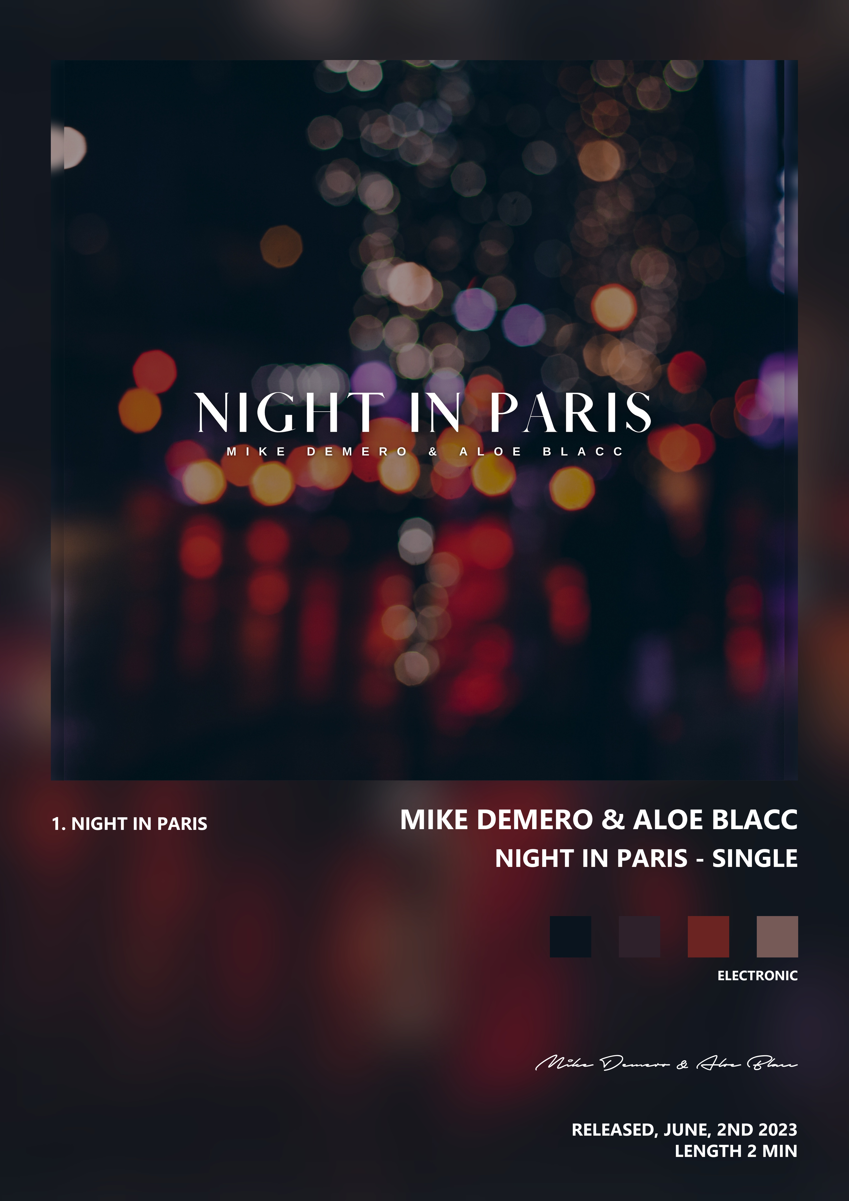 Music poster: Mike Demero Aloe Blacc - Night in Paris - Single