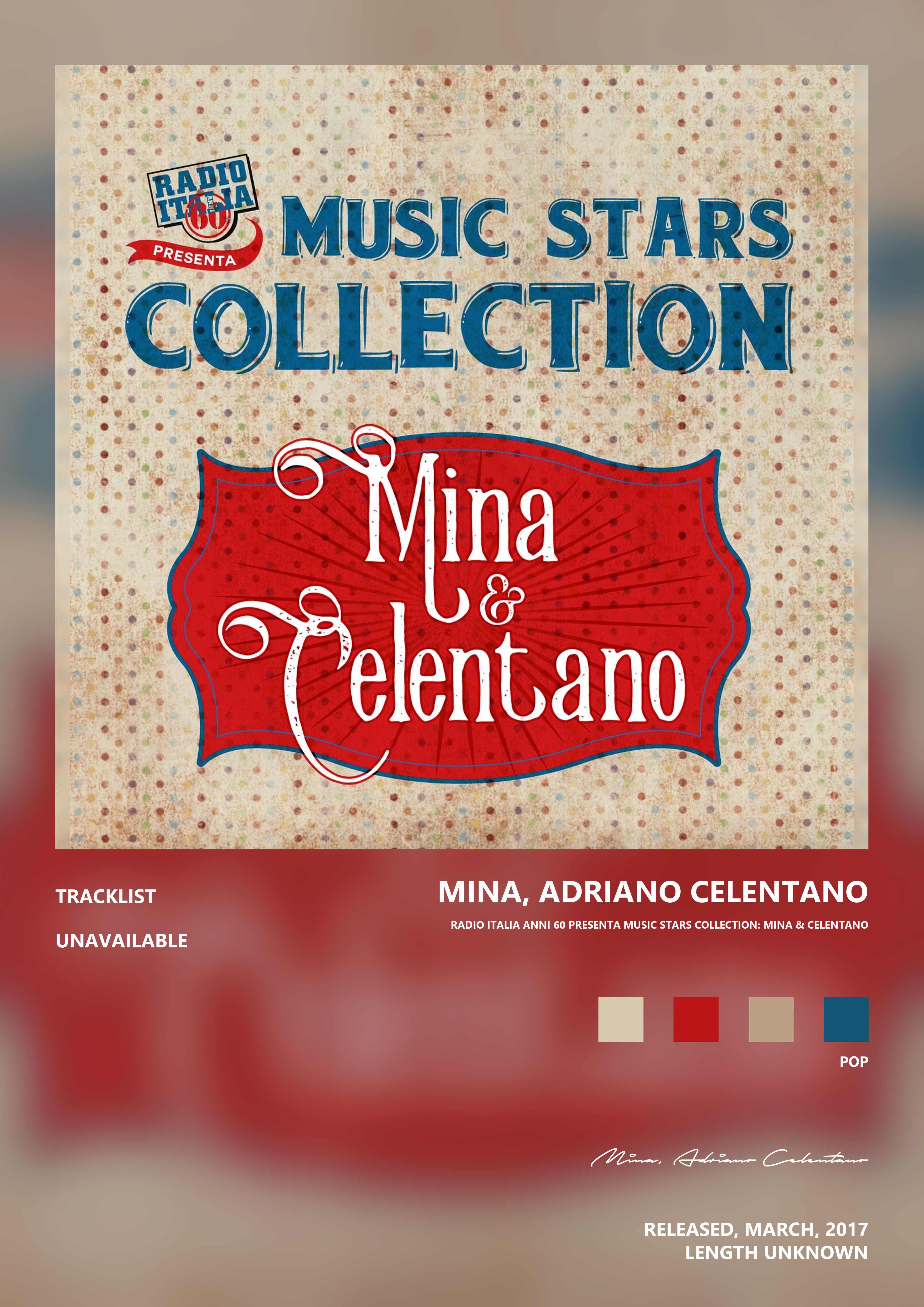 Music poster: Mina Adriano Celentano - Radio Italia Anni 60 presenta Music Stars Collection Mina Celentano