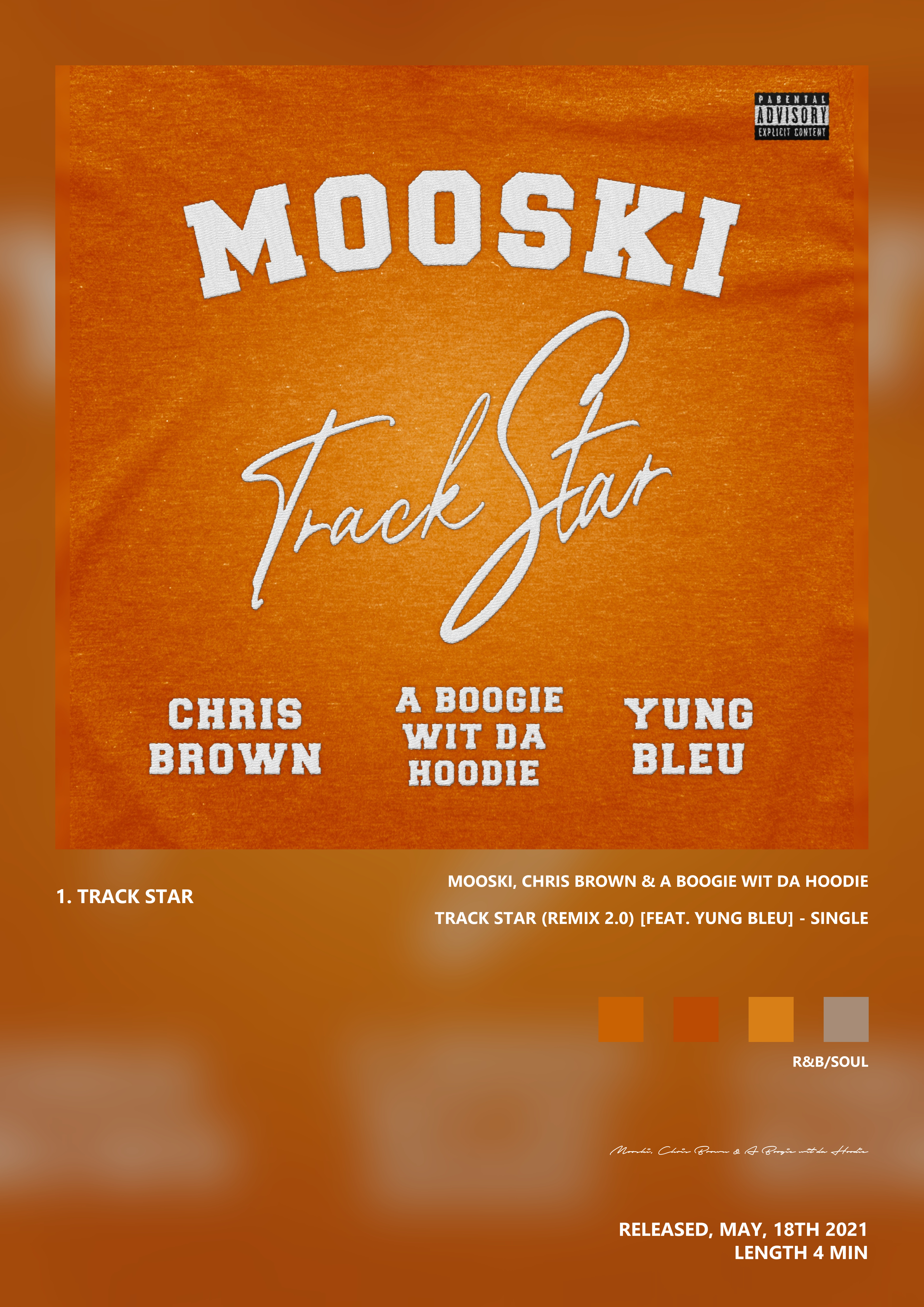 Music poster: Mooski Chris Brown A Boogie wit da Hoodie - Track Star Remix 20 feat Yung Bleu - Single