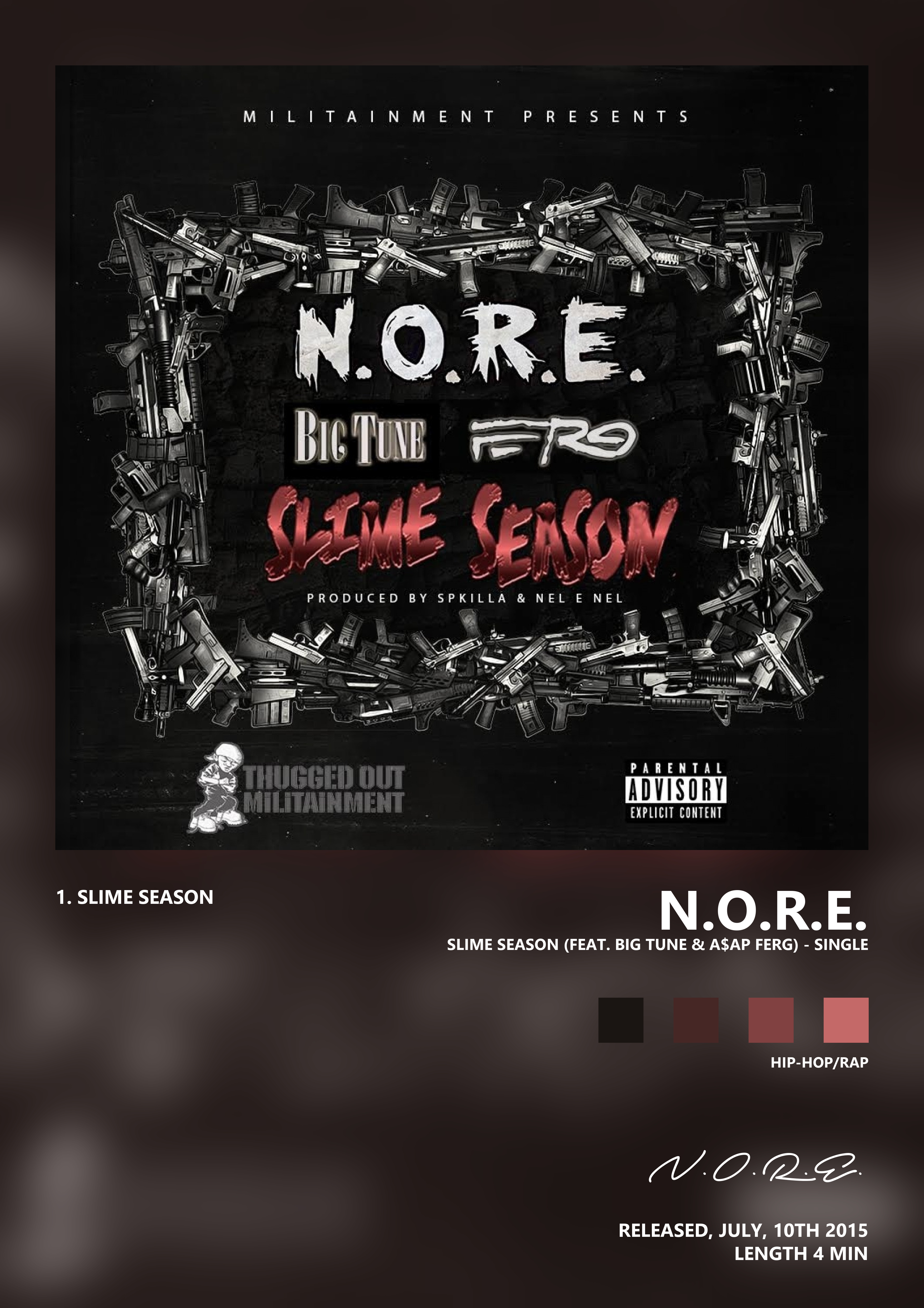 Music poster: NORE - Slime Season feat Big Tune AAP Ferg - Single