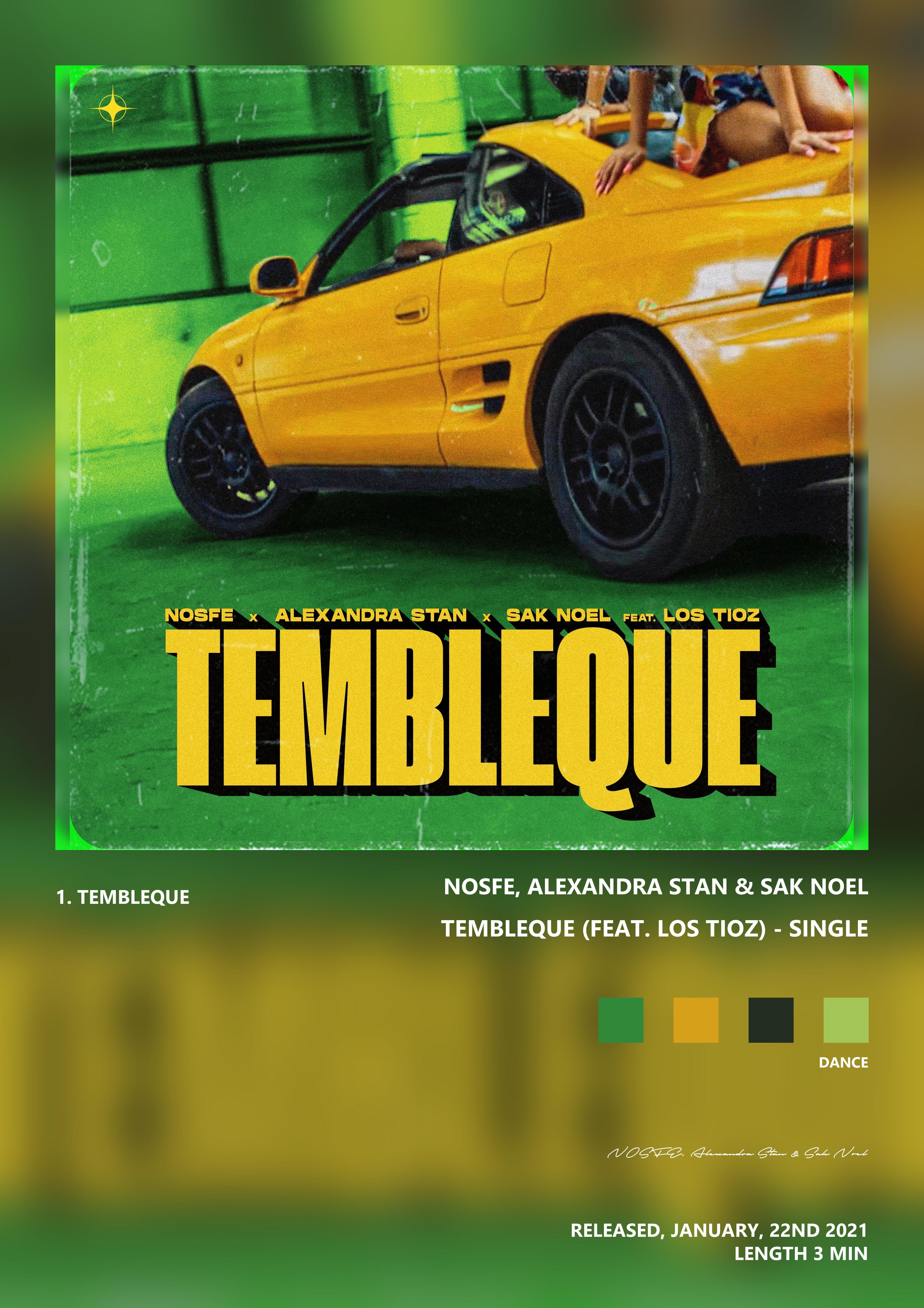 Music poster: NOSFE Alexandra Stan Sak Noel - Tembleque feat Los Tioz - Single