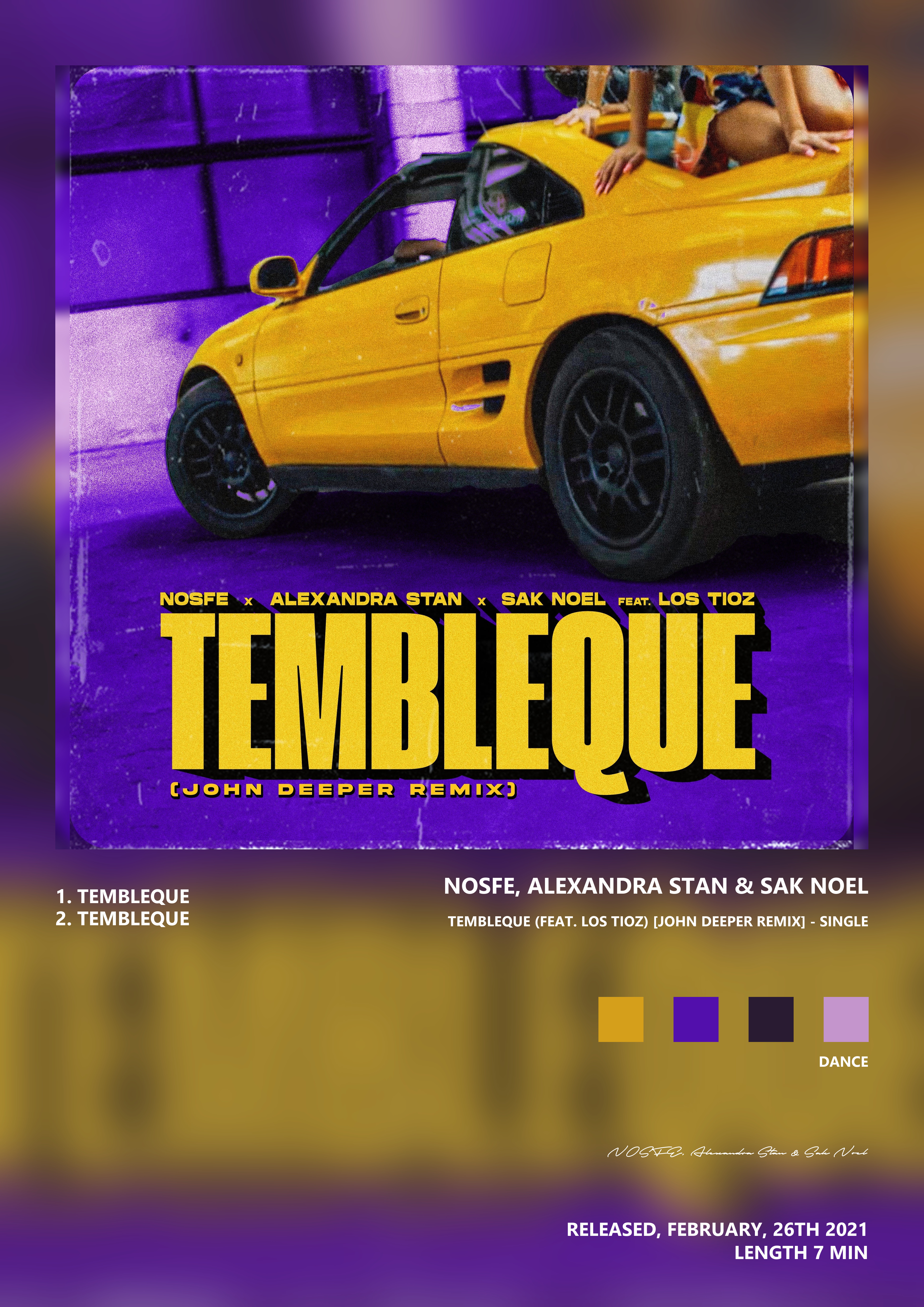 Music poster: NOSFE Alexandra Stan Sak Noel - Tembleque feat Los Tioz John Deeper Remix - Single