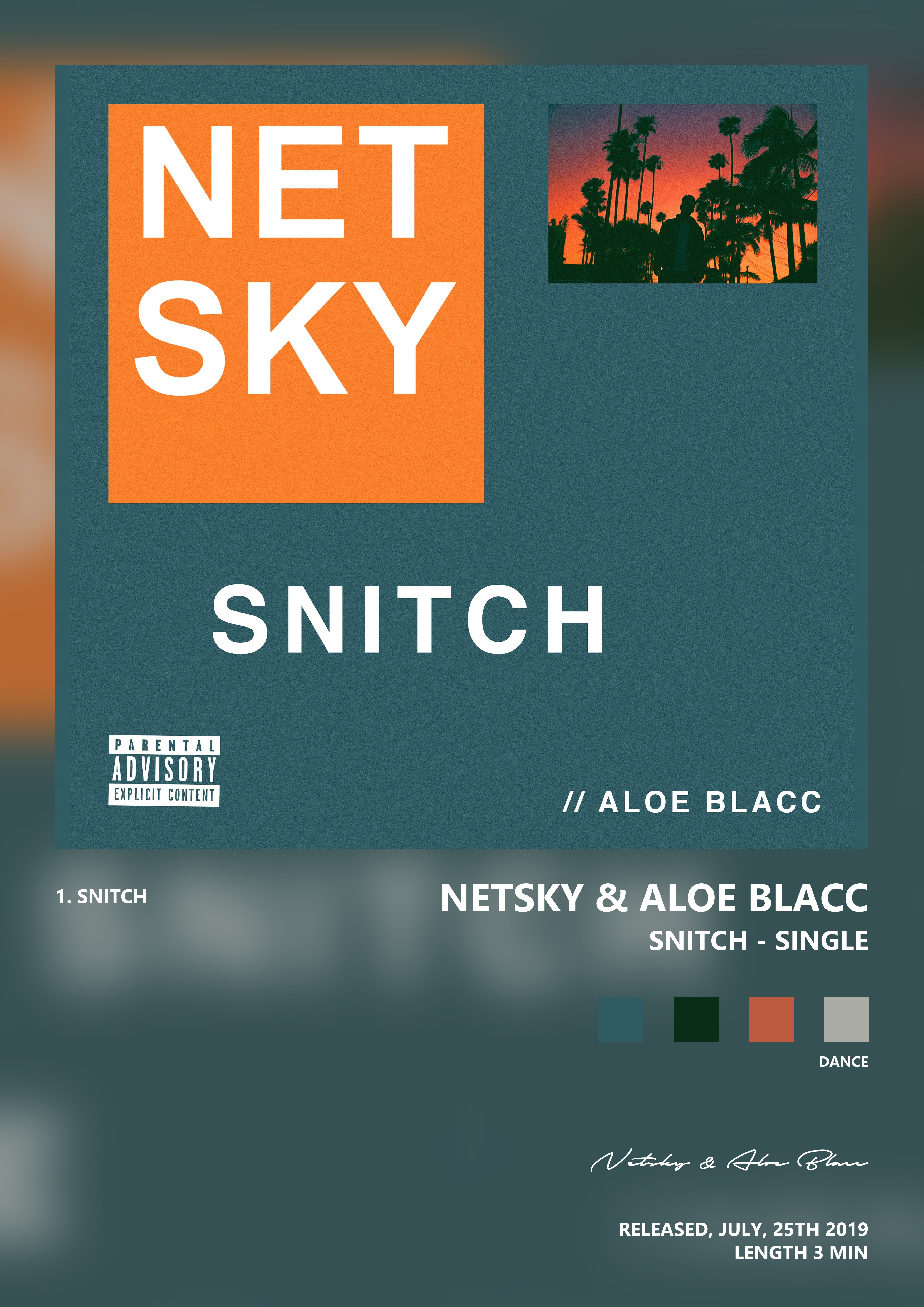 Music poster: Netsky Aloe Blacc - Snitch - Single