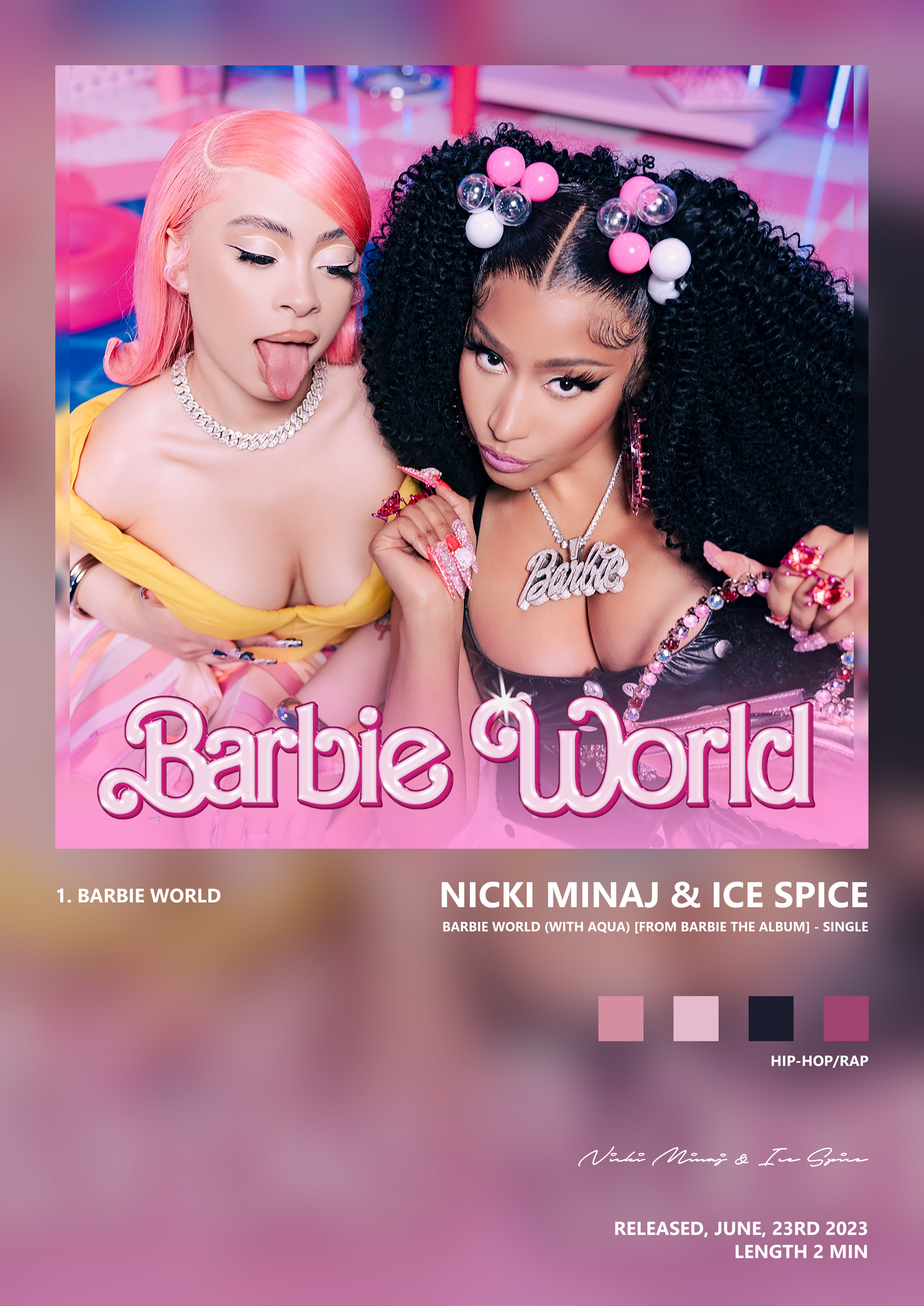 Music poster: Nicki Minaj Ice Spice - Barbie World with Aqua From Barbie The Album - Single