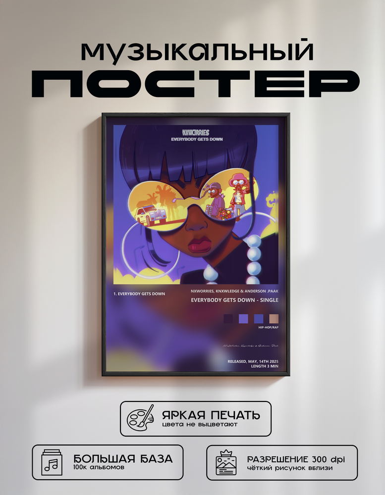 Music poster: NxWorries Knxwledge Anderson Paak - Everybody Gets Down - Single