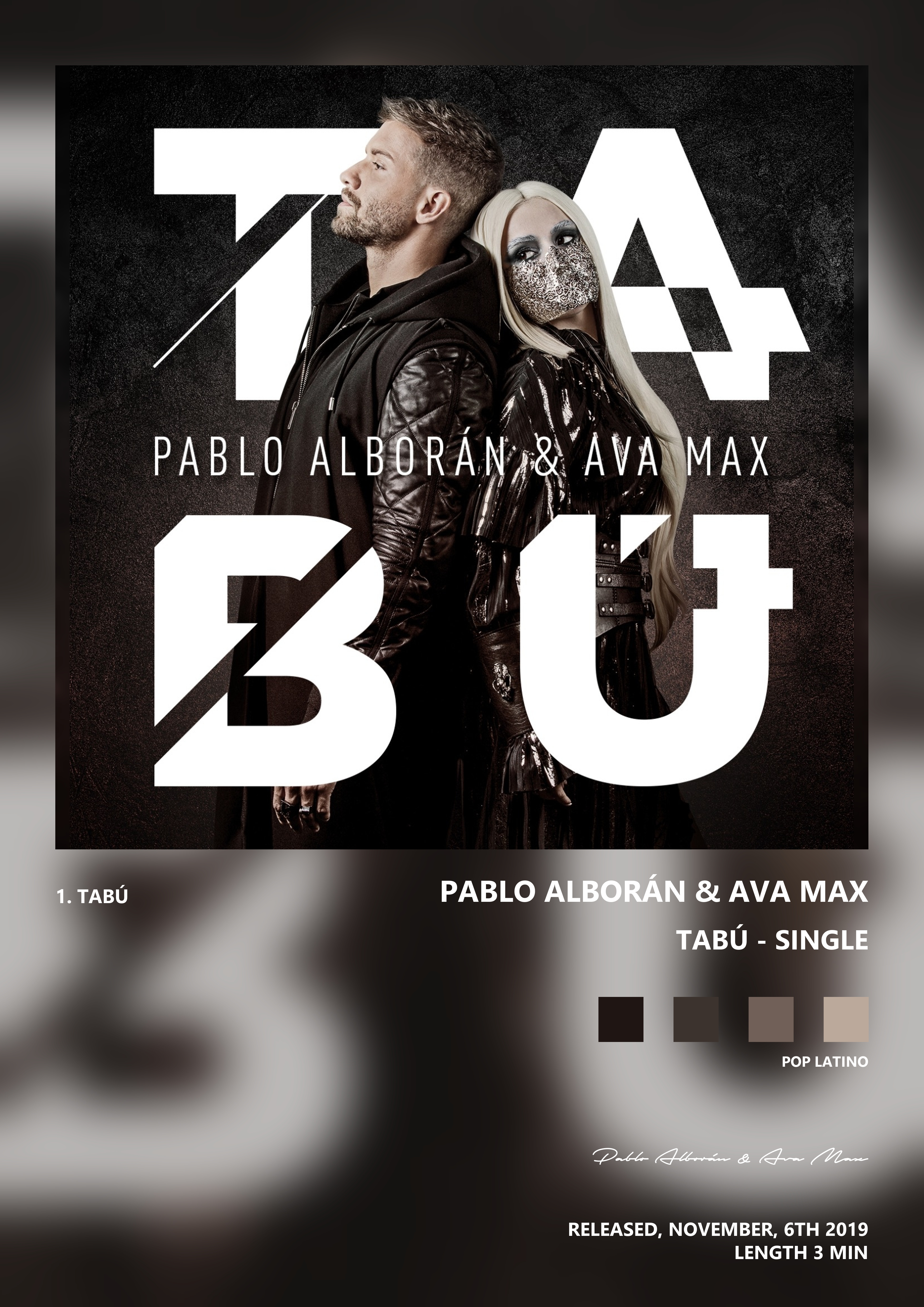 Music poster: Pablo Alborán Ava Max - Tabú - Single