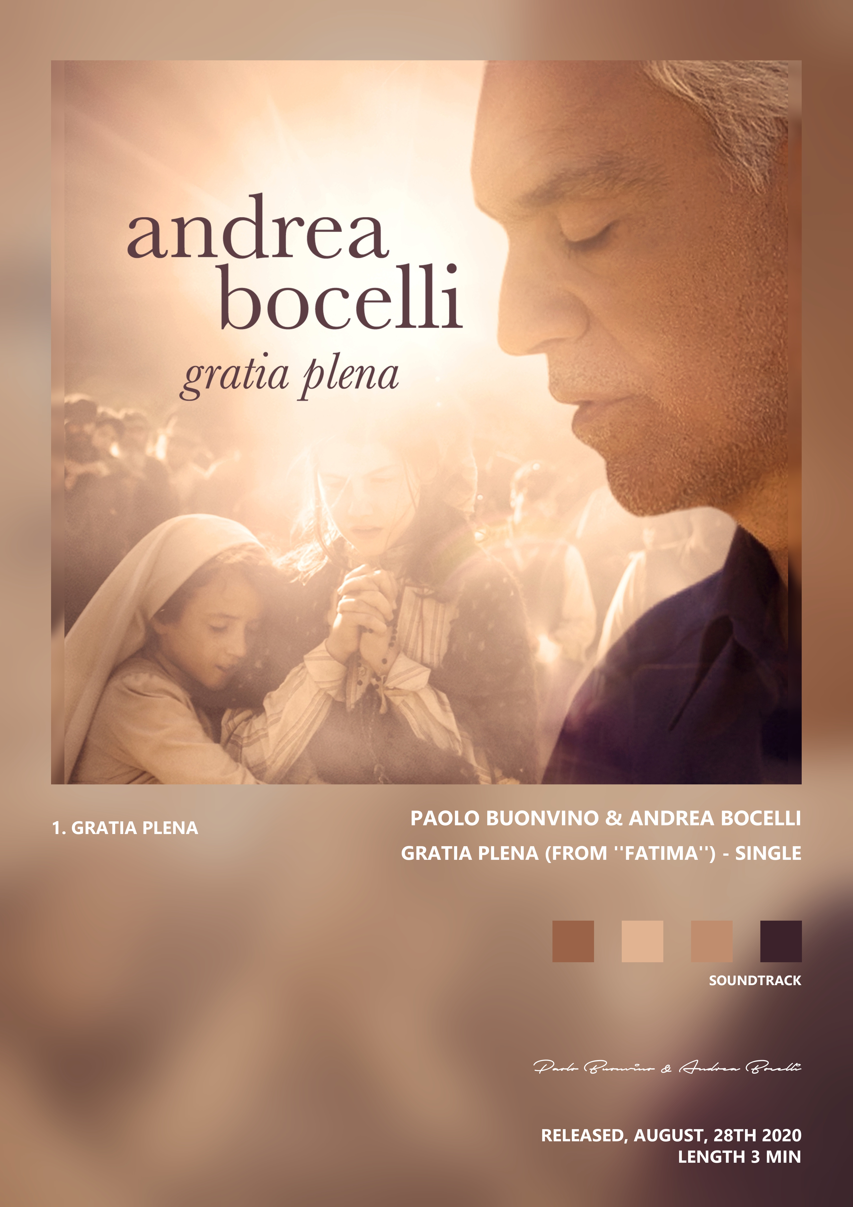 Music poster: Paolo Buonvino Andrea Bocelli - Gratia plena From Fatima - Single