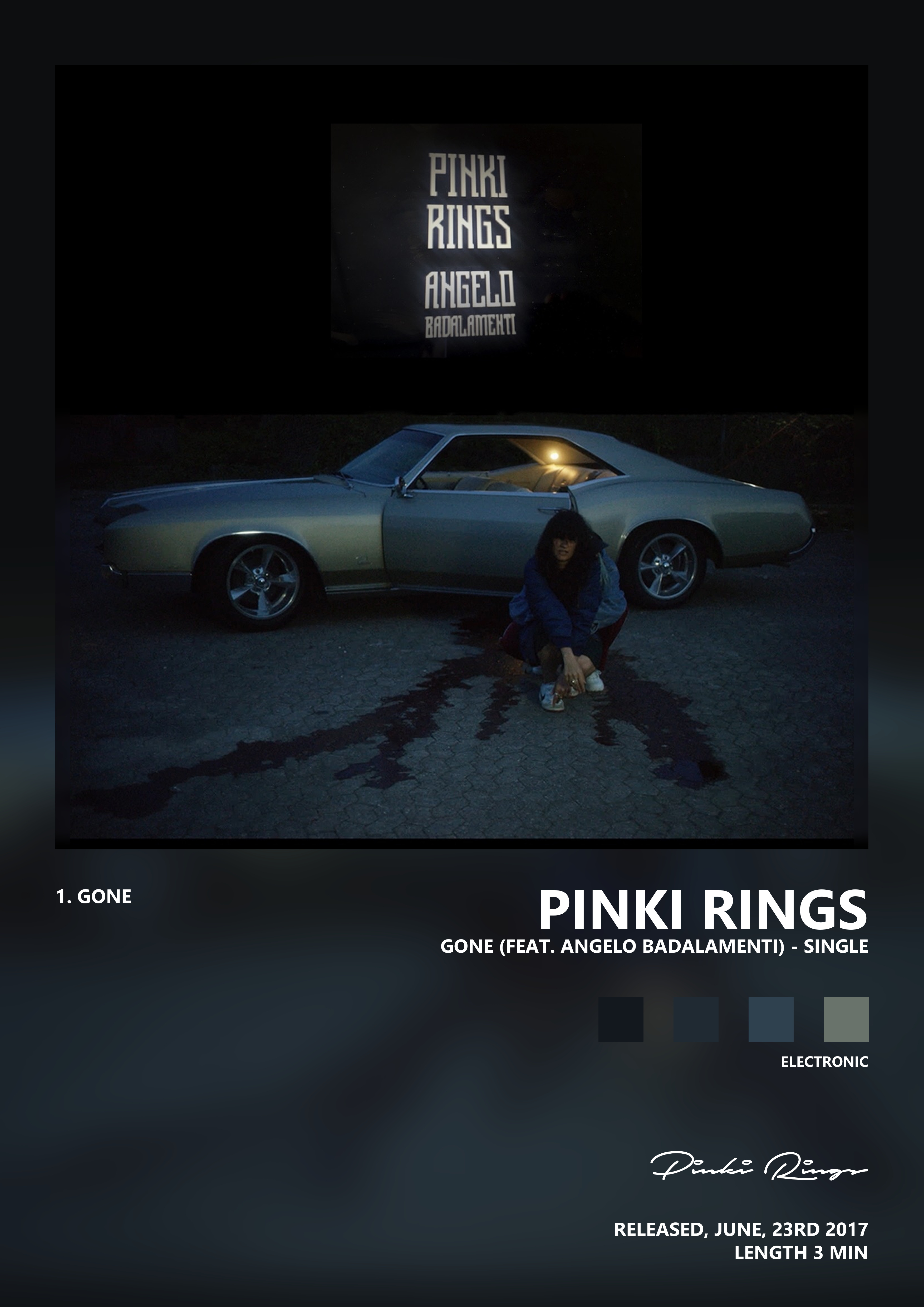 Music poster: Pinki Rings - Gone feat Angelo Badalamenti - Single