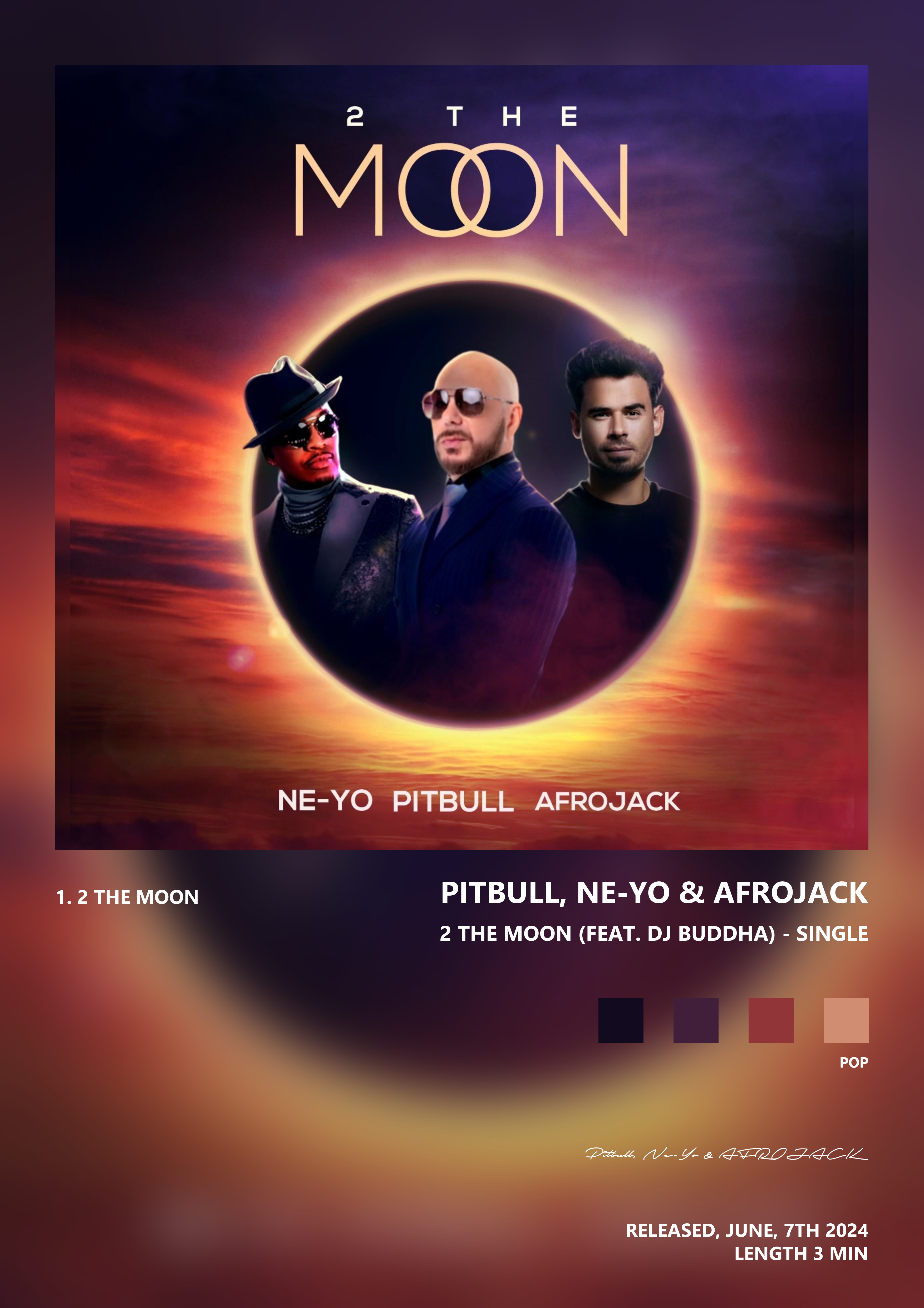 Music poster: Pitbull Ne-Yo AFROJACK - 2 The Moon feat DJ Buddha - Single