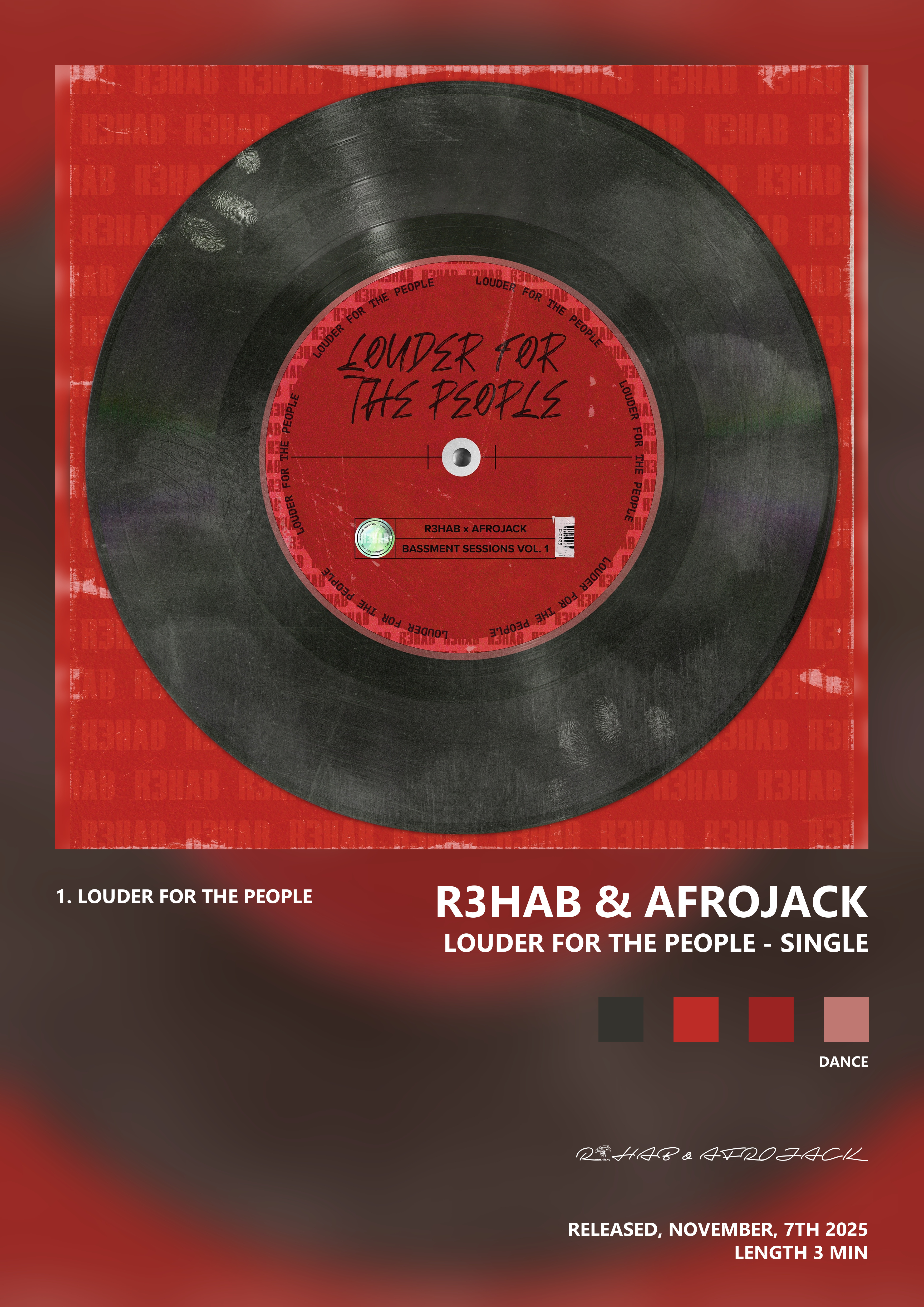 Music poster: R3HAB AFROJACK - Louder For The People - Single