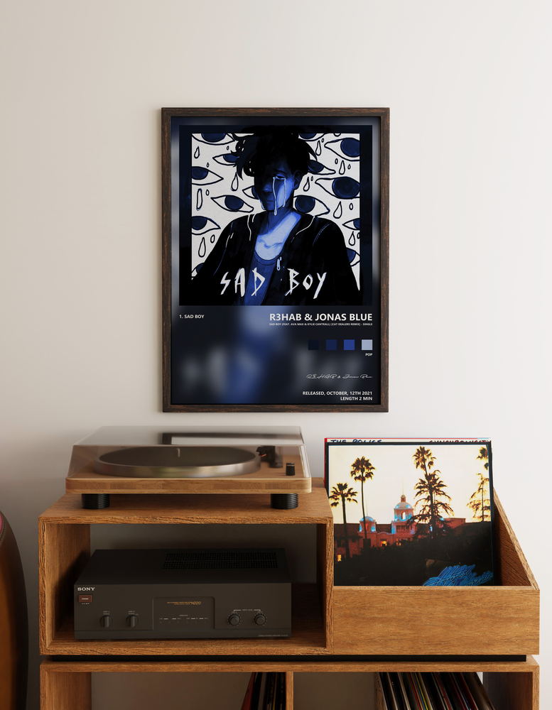 Music poster: R3HAB Jonas Blue - Sad Boy feat Ava Max Kylie Cantrall Cat Dealers Remix - Single