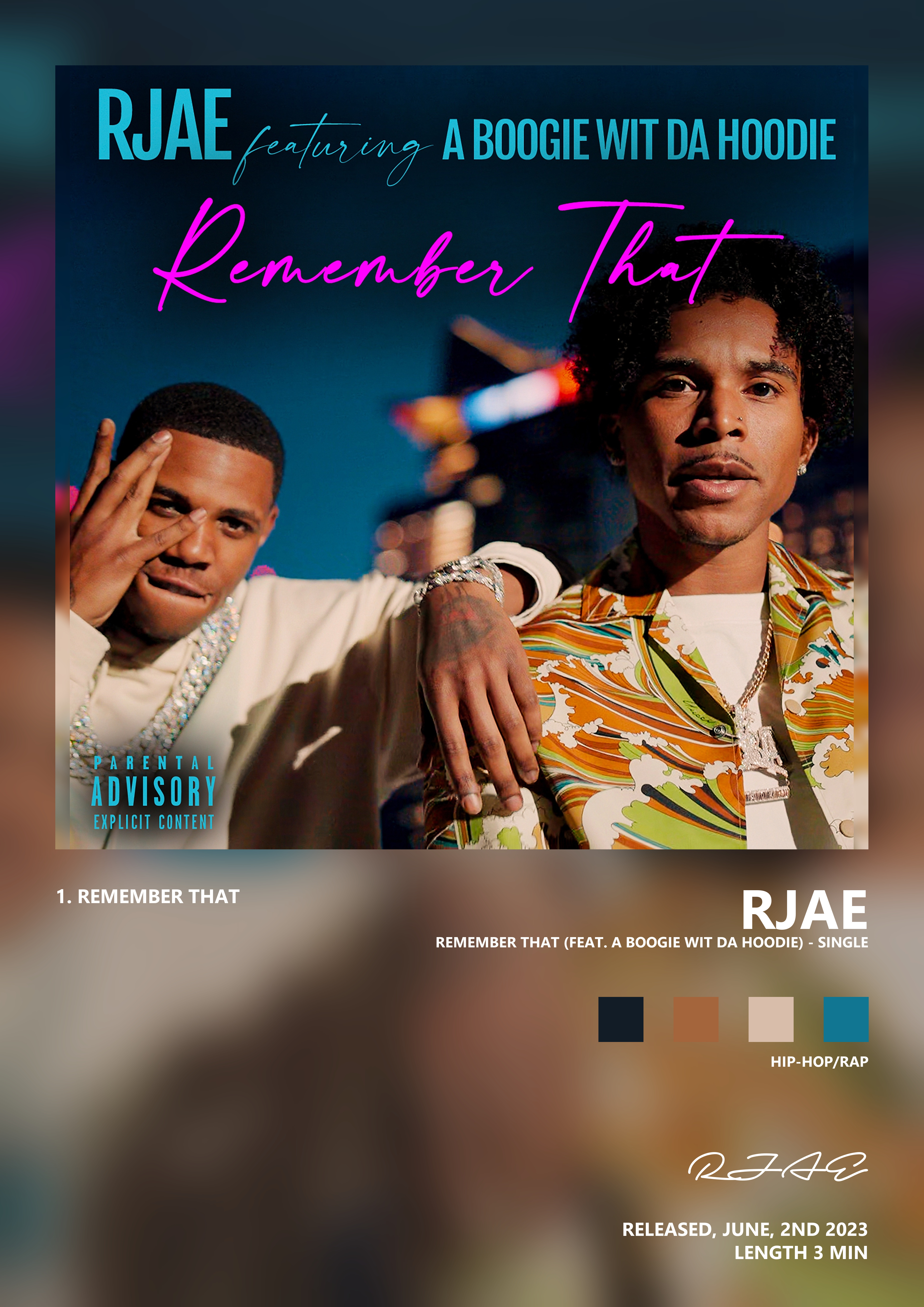 Music poster: RJAE - Remember That feat A Boogie wit da Hoodie - Single