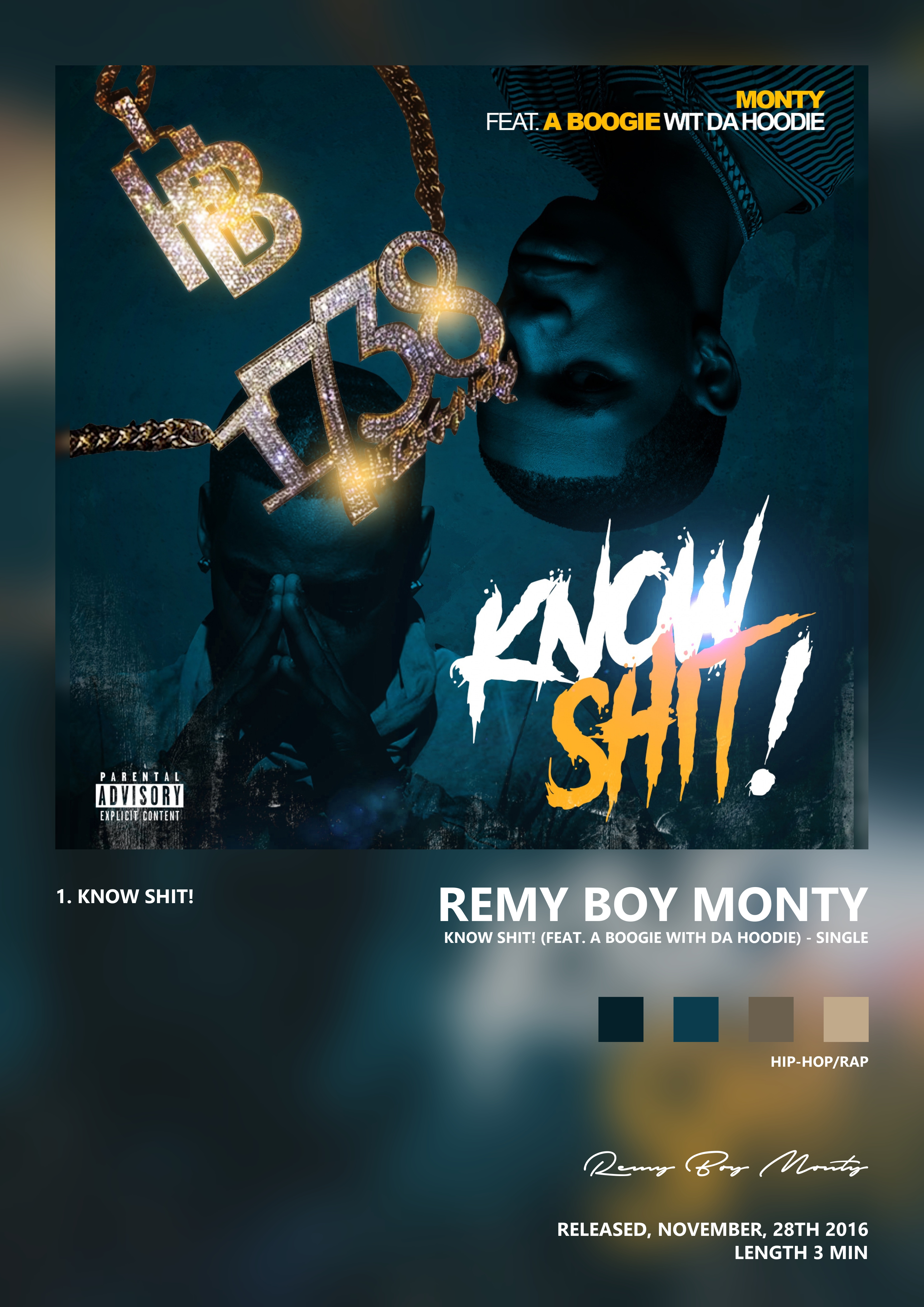 Music poster: Remy Boy Monty - Know Shit feat A Boogie With Da Hoodie - Single