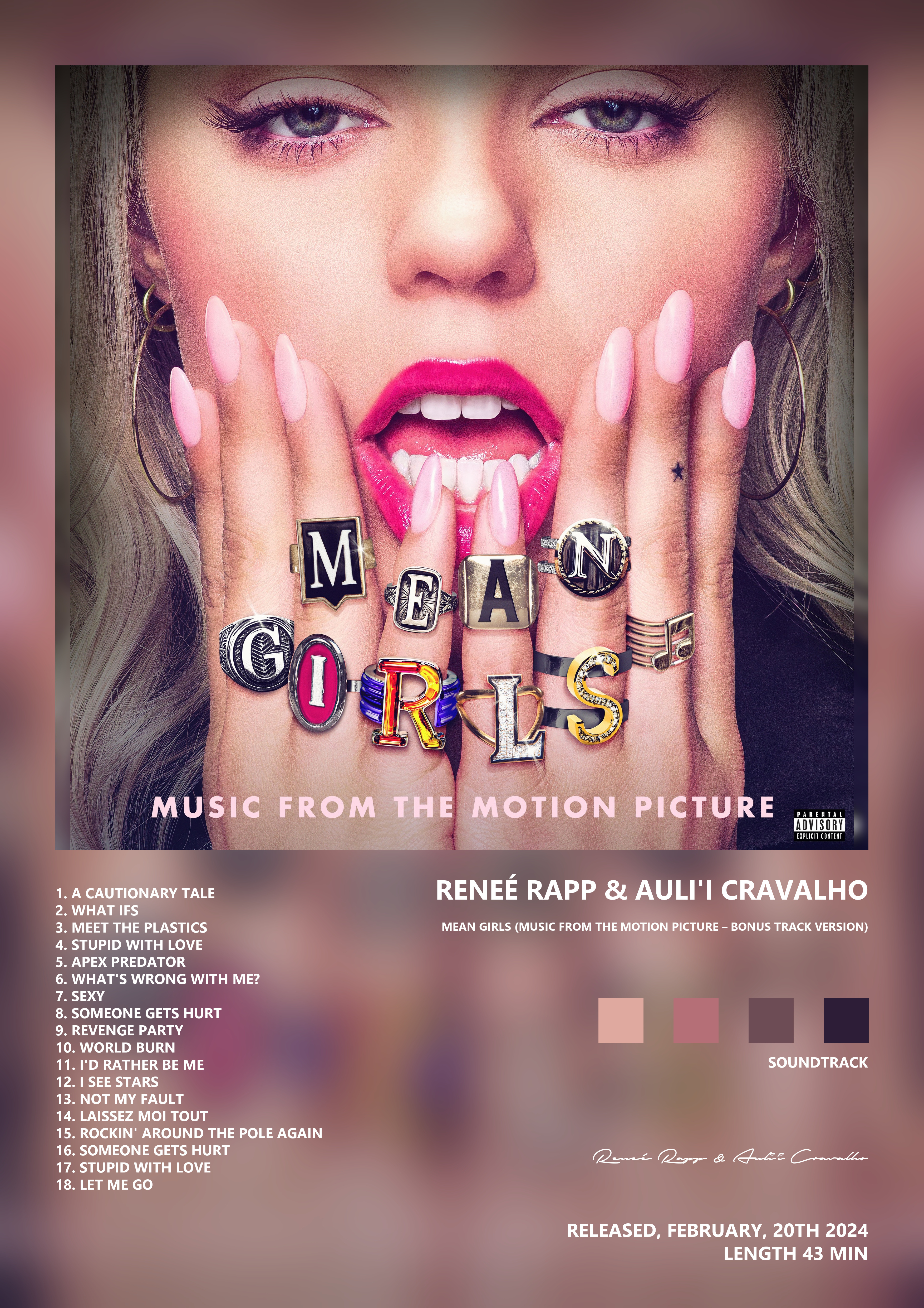 Music poster: Reneé Rapp Aulii Cravalho - Mean Girls Music From The Motion Picture Bonus Track Version