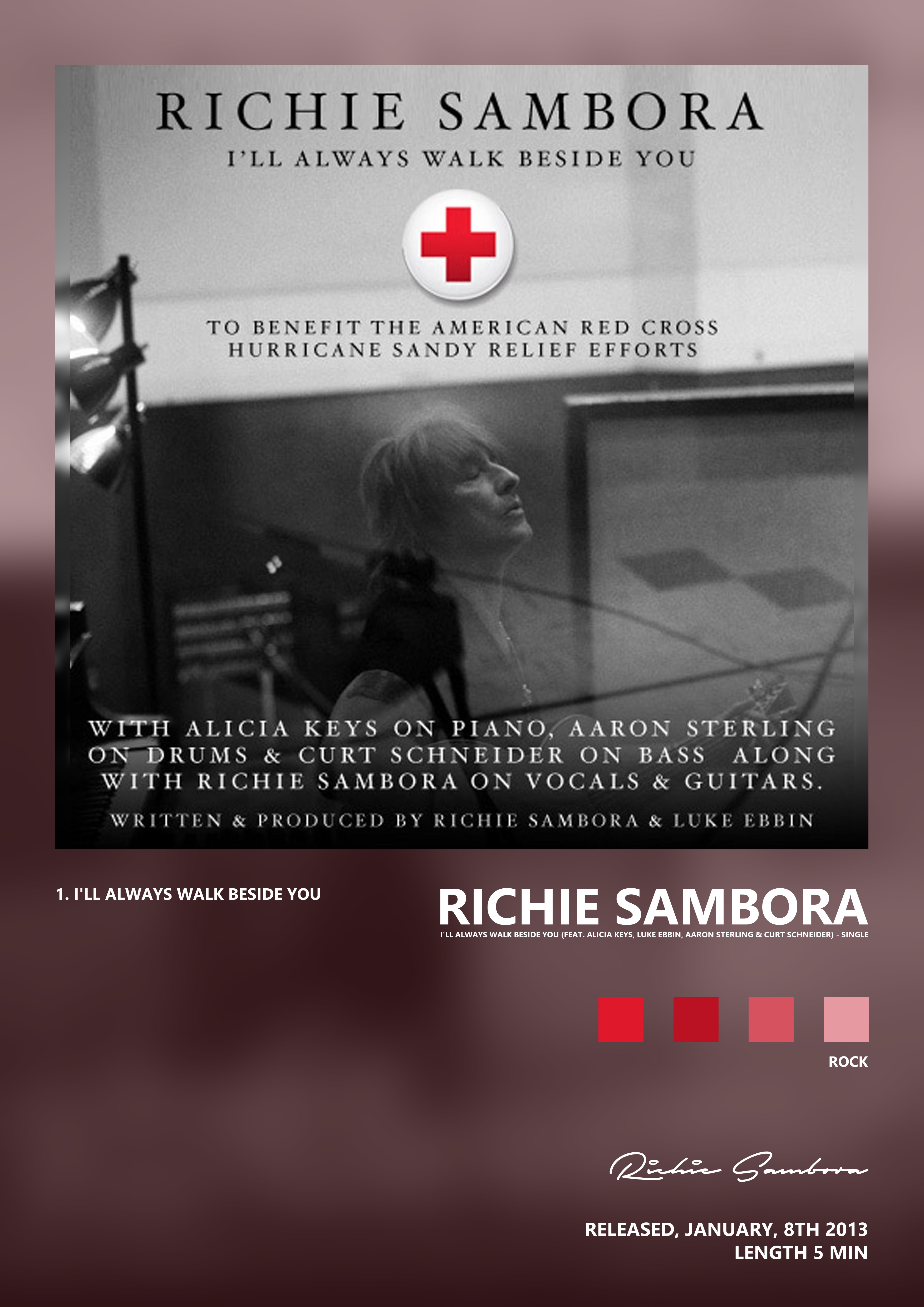 Music poster: Richie Sambora - Ill Always Walk Beside You feat Alicia Keys Luke Ebbin Aaron Sterling Curt Schneider - Single