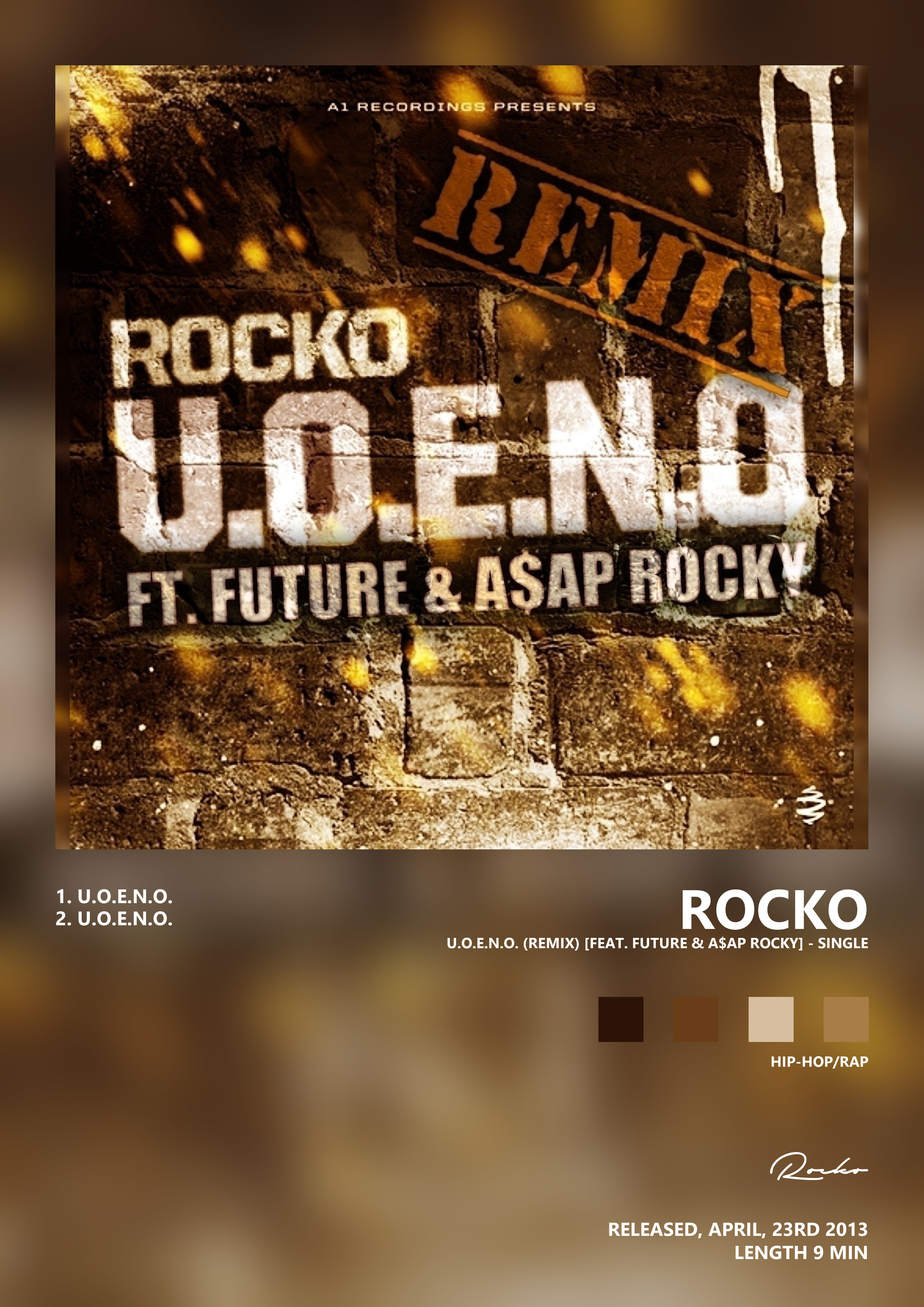 Music poster: Rocko - UOENO Remix feat Future AAP Rocky - Single