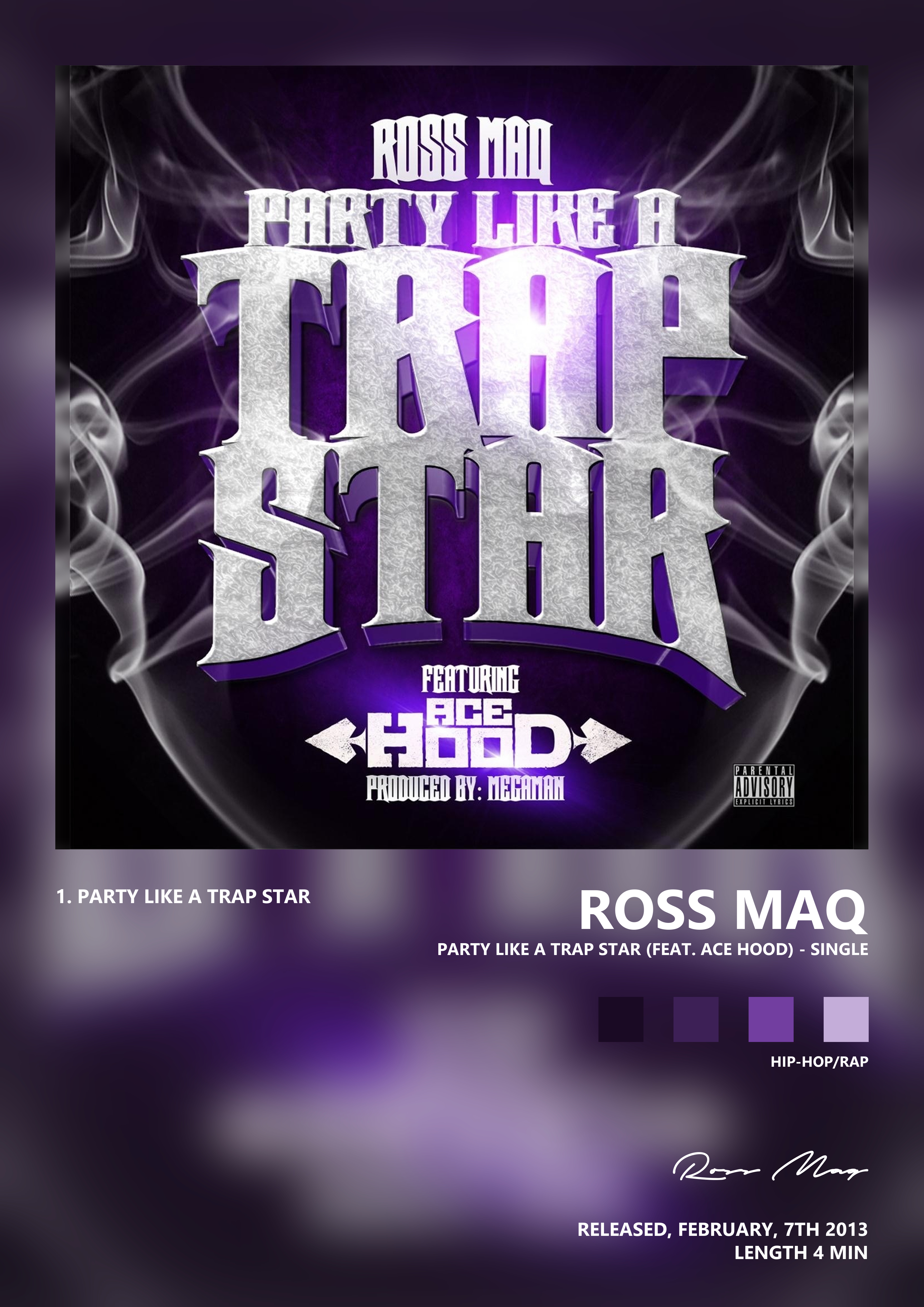 Music poster: Ross Maq - Party Like a Trap Star feat Ace Hood - Single